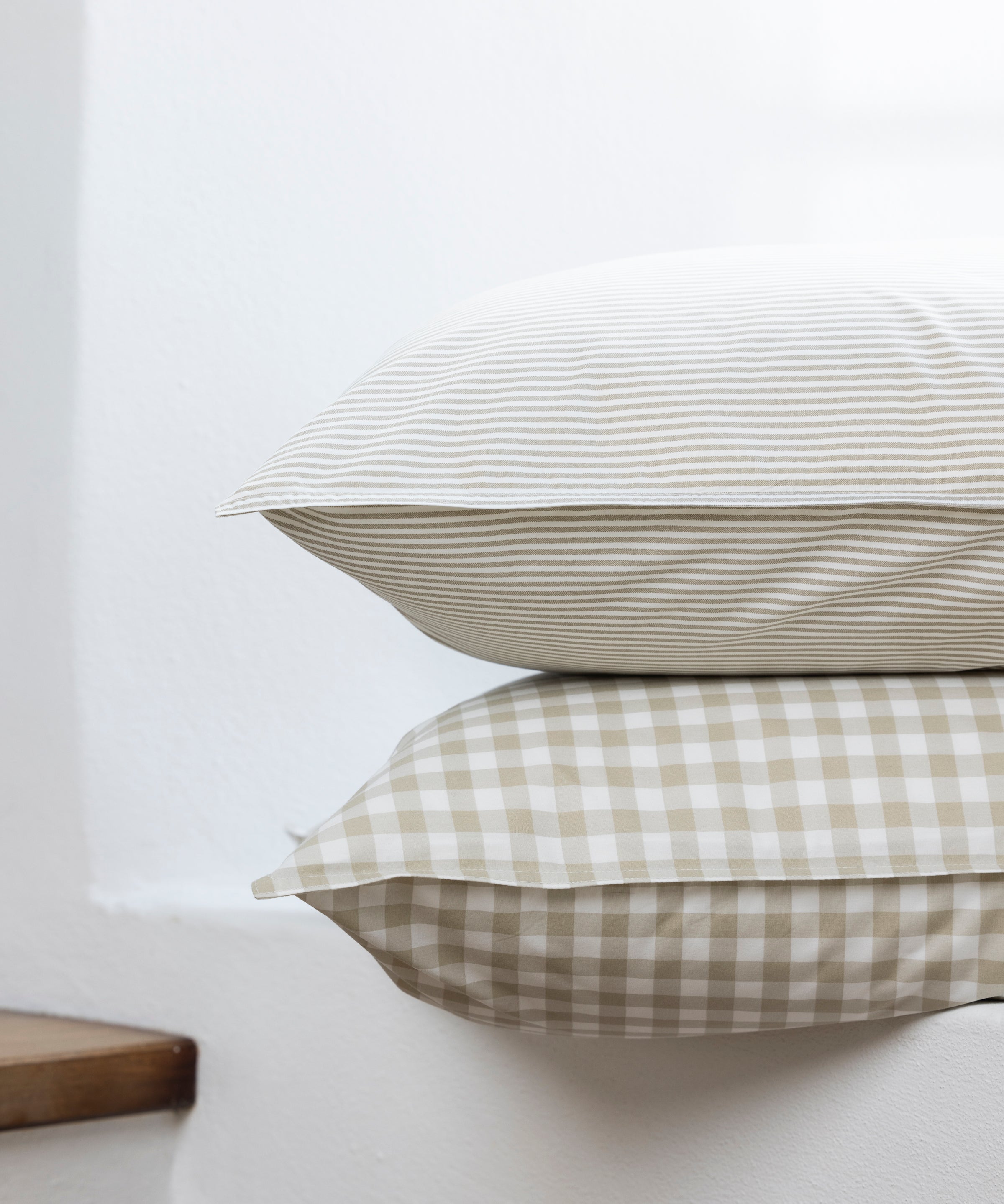 Purity Organic Cotton Gingham Standard Pillowcase Set | Natural-2