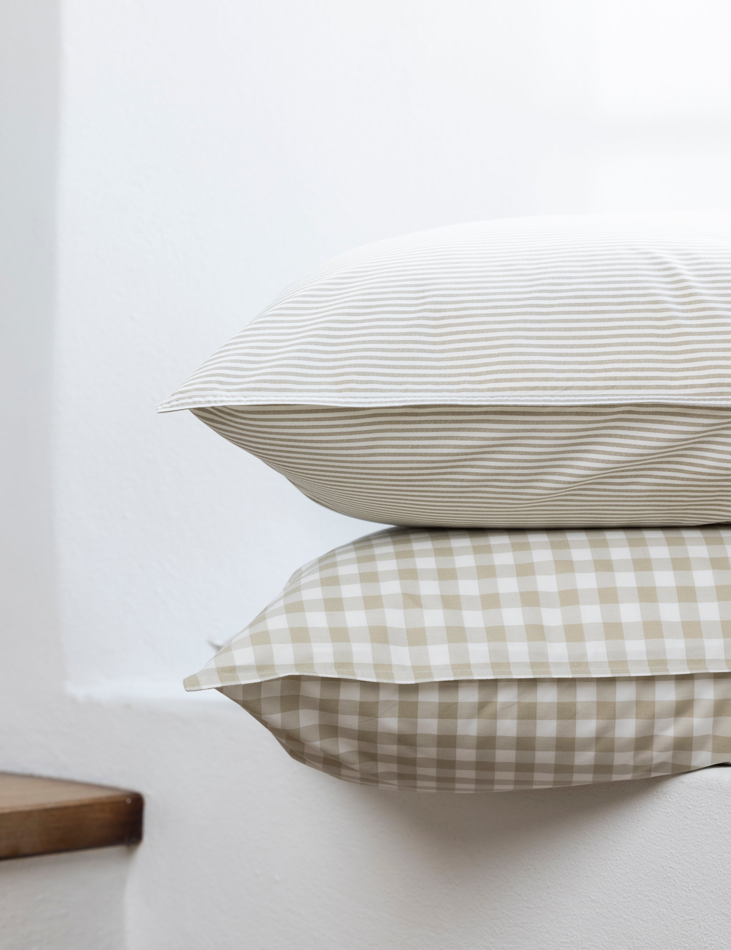 Purity Organic Cotton Gingham Standard Pillowcase Set | Natural-2