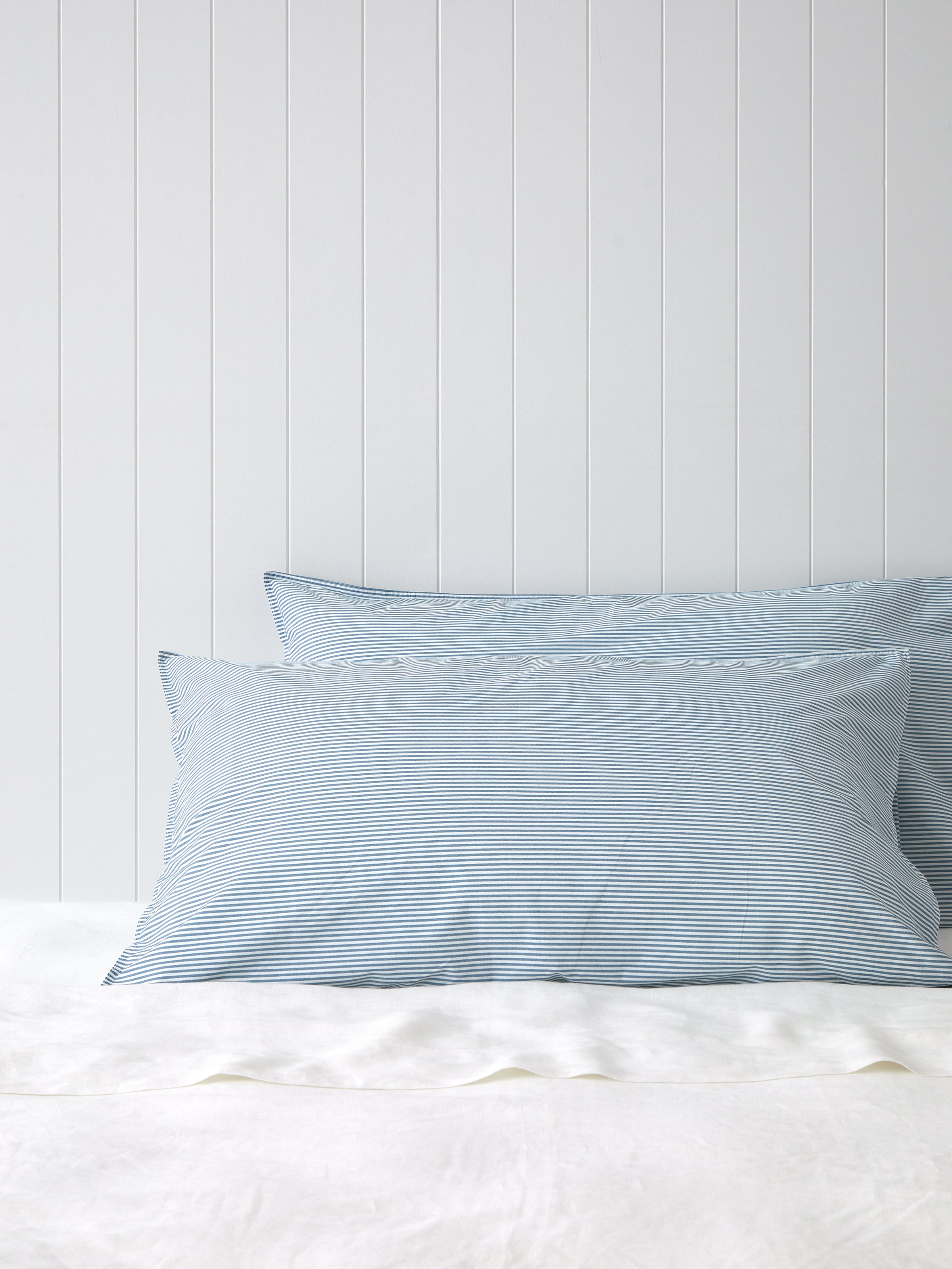 Purity Organic Cotton Lodge Pillowcase Set | Blue Stripe-1