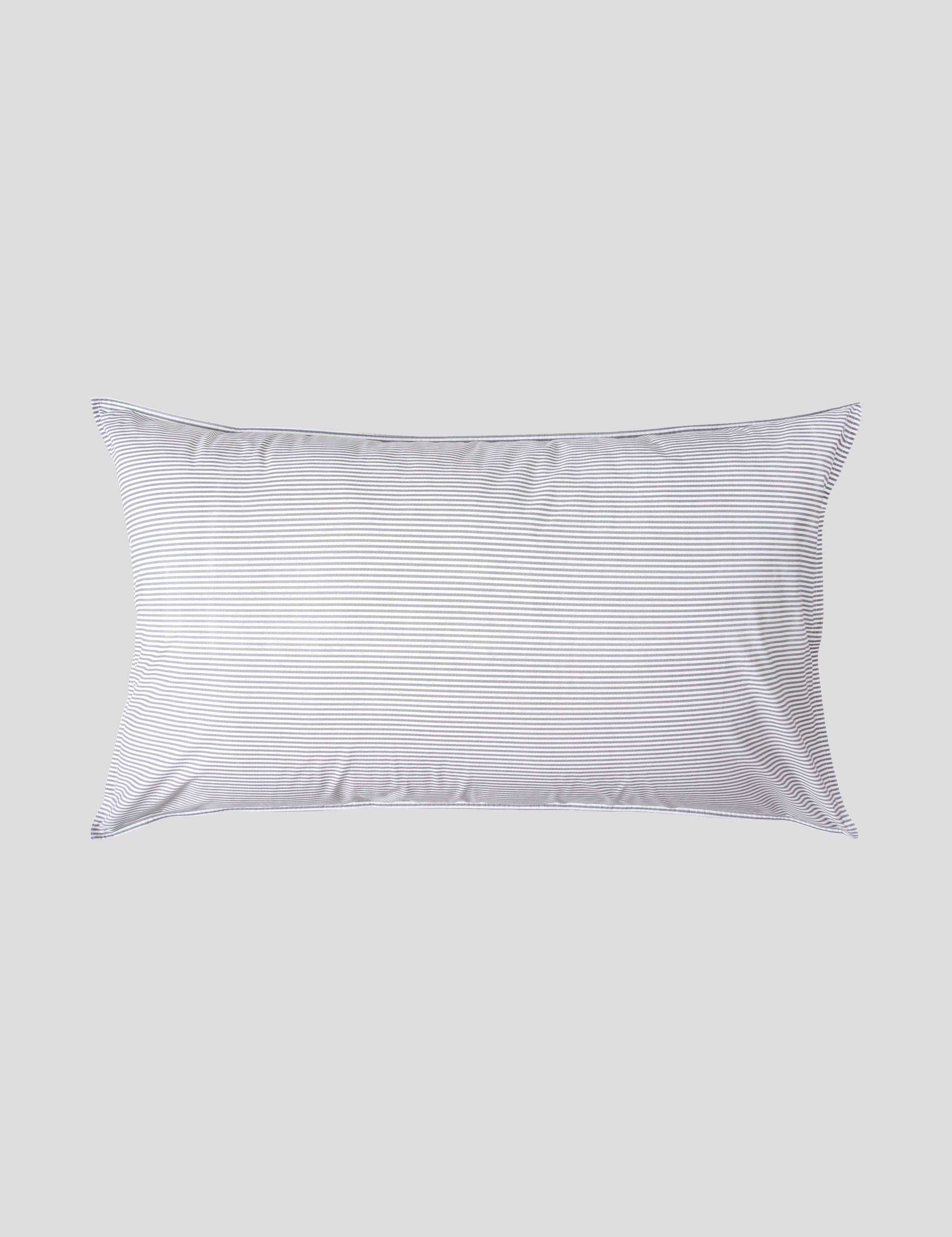 Purity Organic Cotton Lodge Pillowcase Set | Charcoal Stripe-1