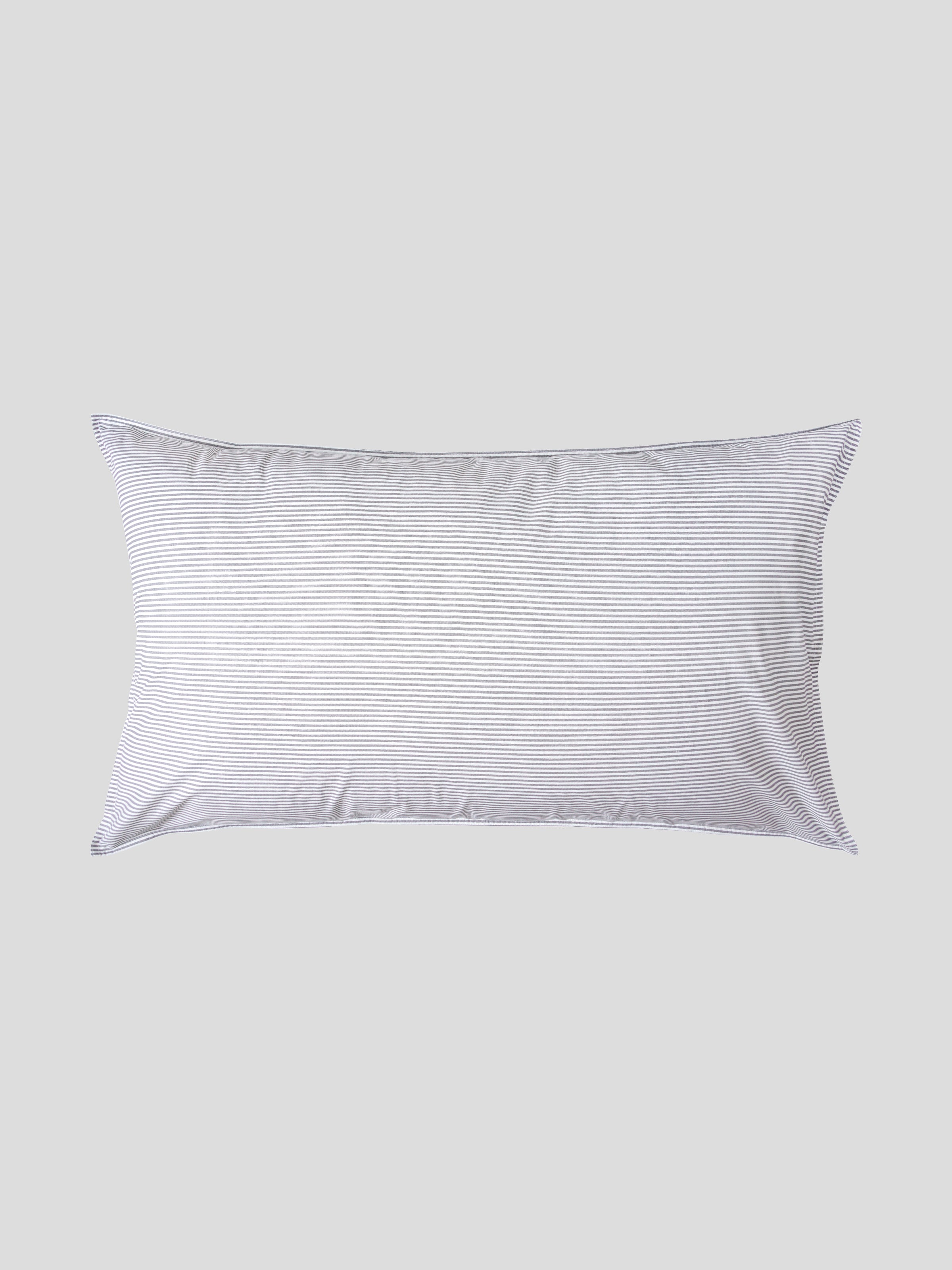 Purity Organic Cotton Lodge Pillowcase Set | Charcoal Stripe-1