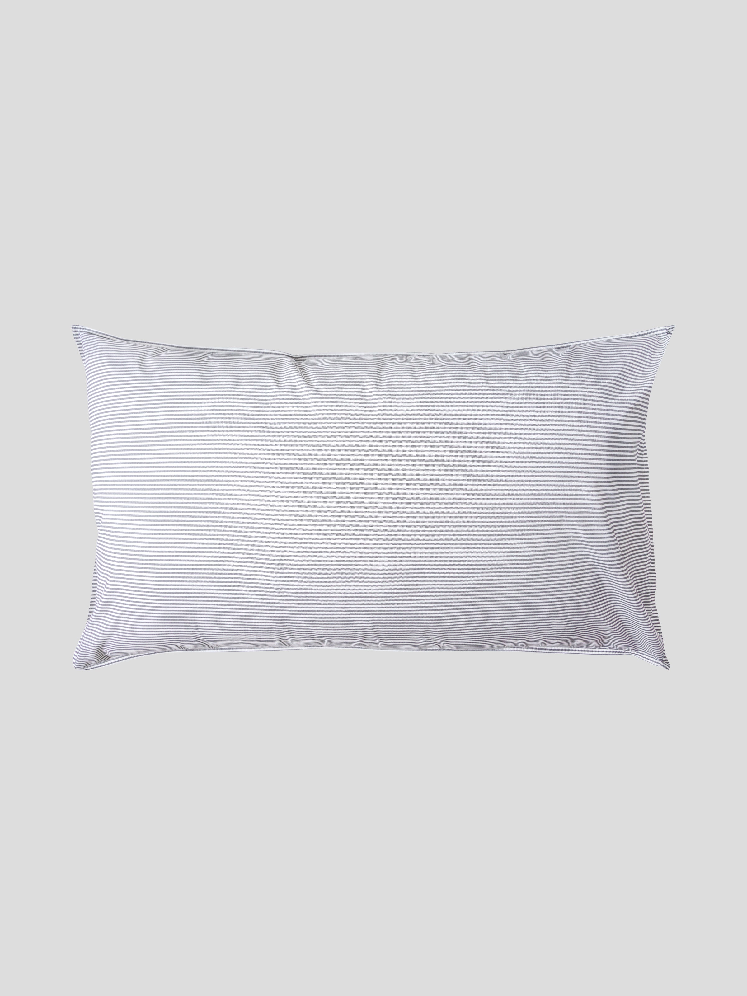 Purity Organic Cotton Lodge Pillowcase Set | Charcoal Stripe-2