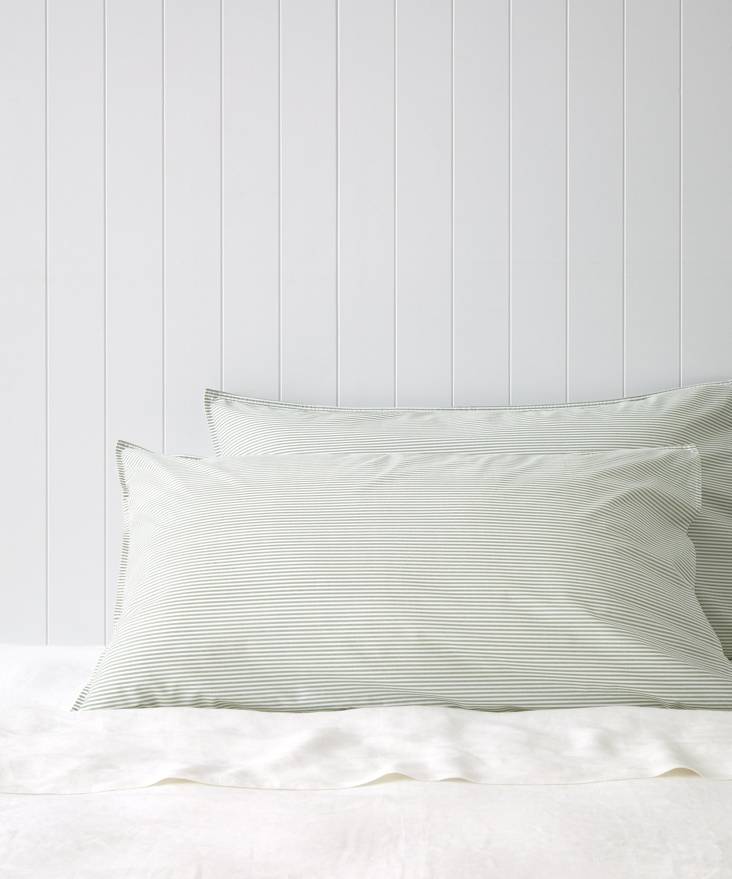Purity Organic Cotton Lodge Pillowcase Set | Green Stripe-1