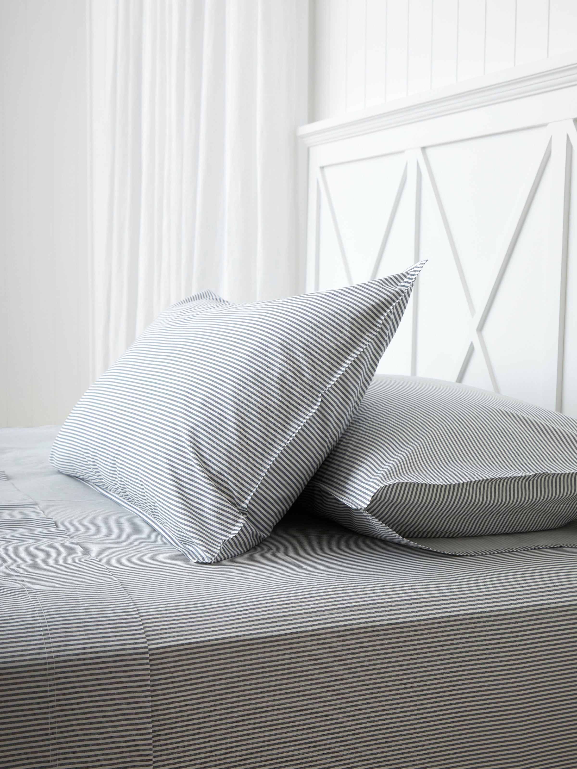 Purity Organic Cotton Sheet Set | Charcoal Stripe-1