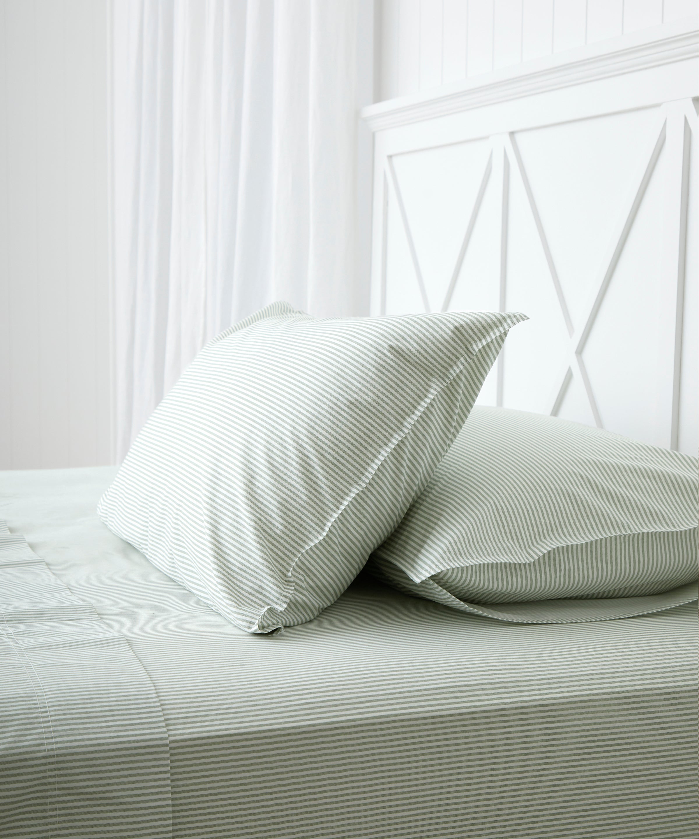 Purity Organic Cotton Sheet Set | Green Stripe-1