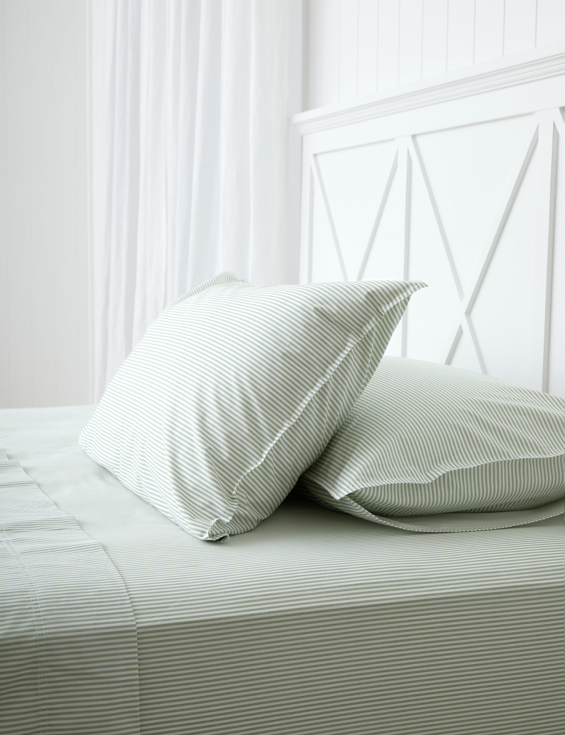Purity Organic Cotton Sheet Set | Green Stripe-1