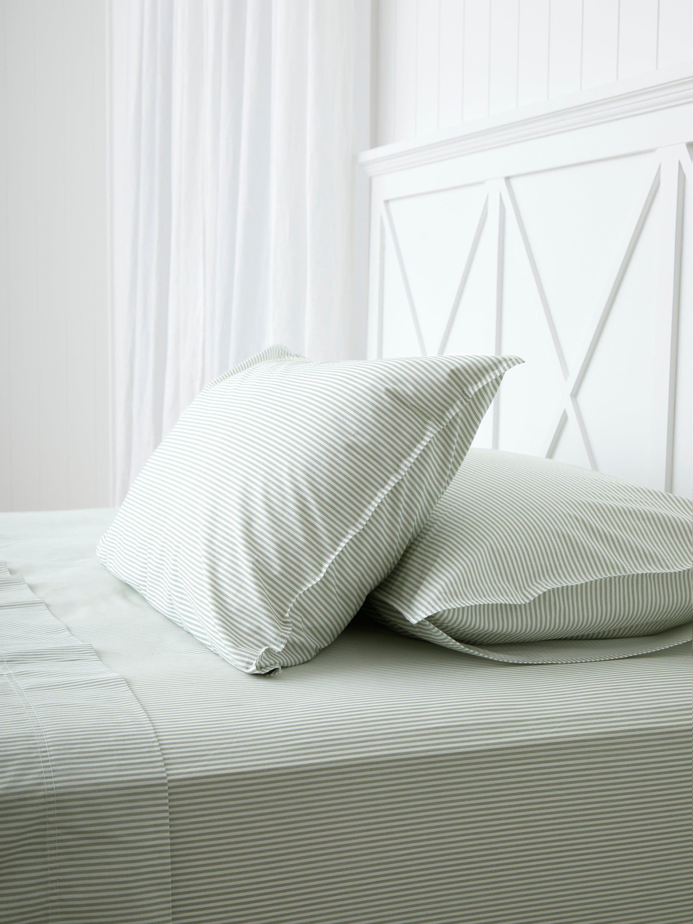 Purity Organic Cotton Sheet Set | Green Stripe-1