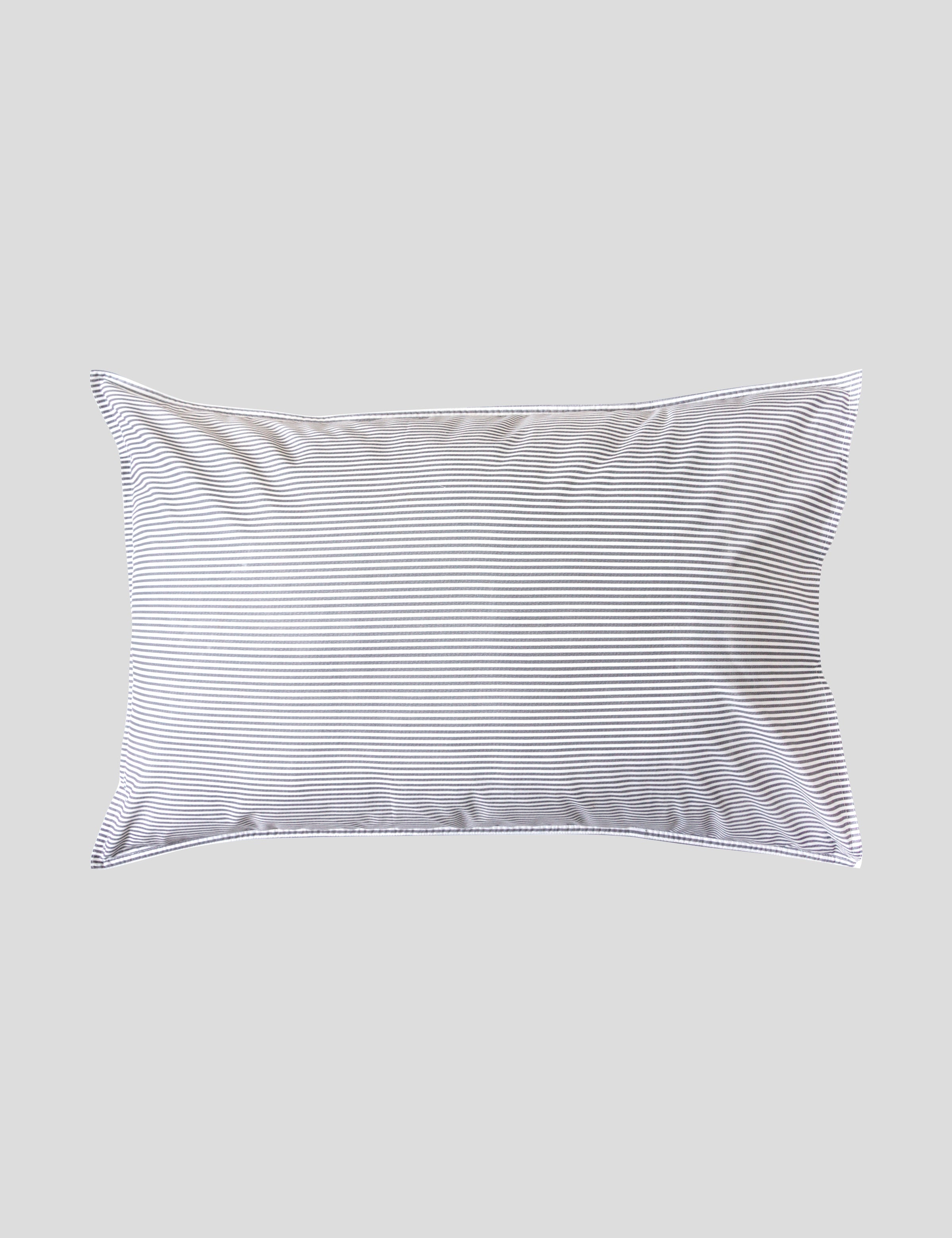 Purity Organic Cotton Standard Pillowcase Set | Charcoal Stripe-1