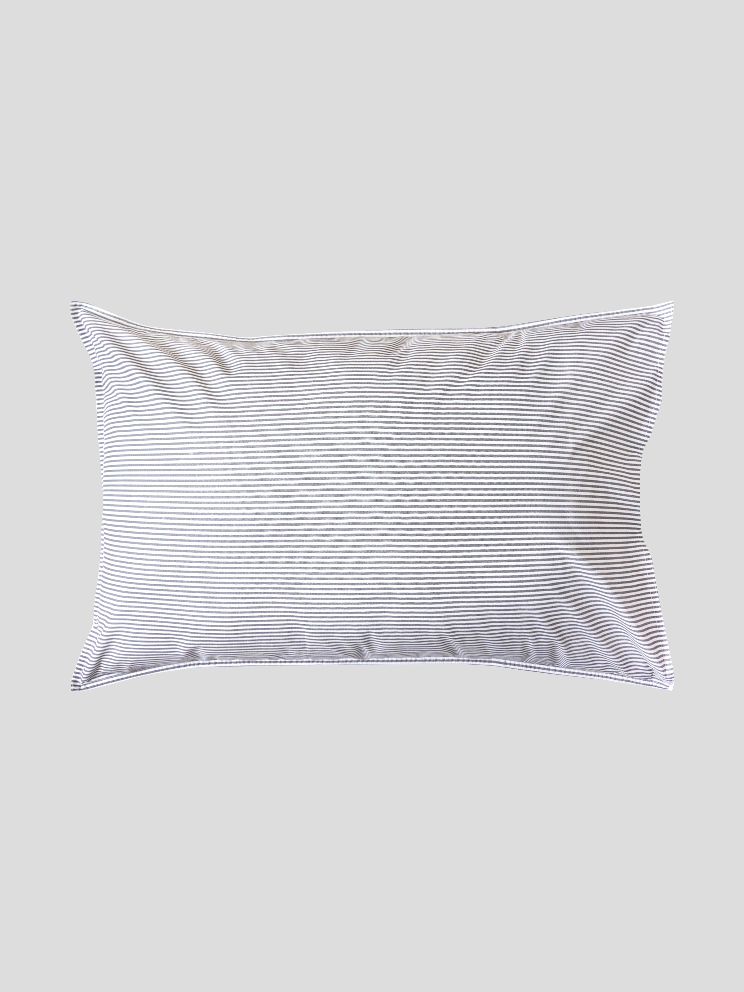 Purity Organic Cotton Standard Pillowcase Set | Charcoal Stripe-1