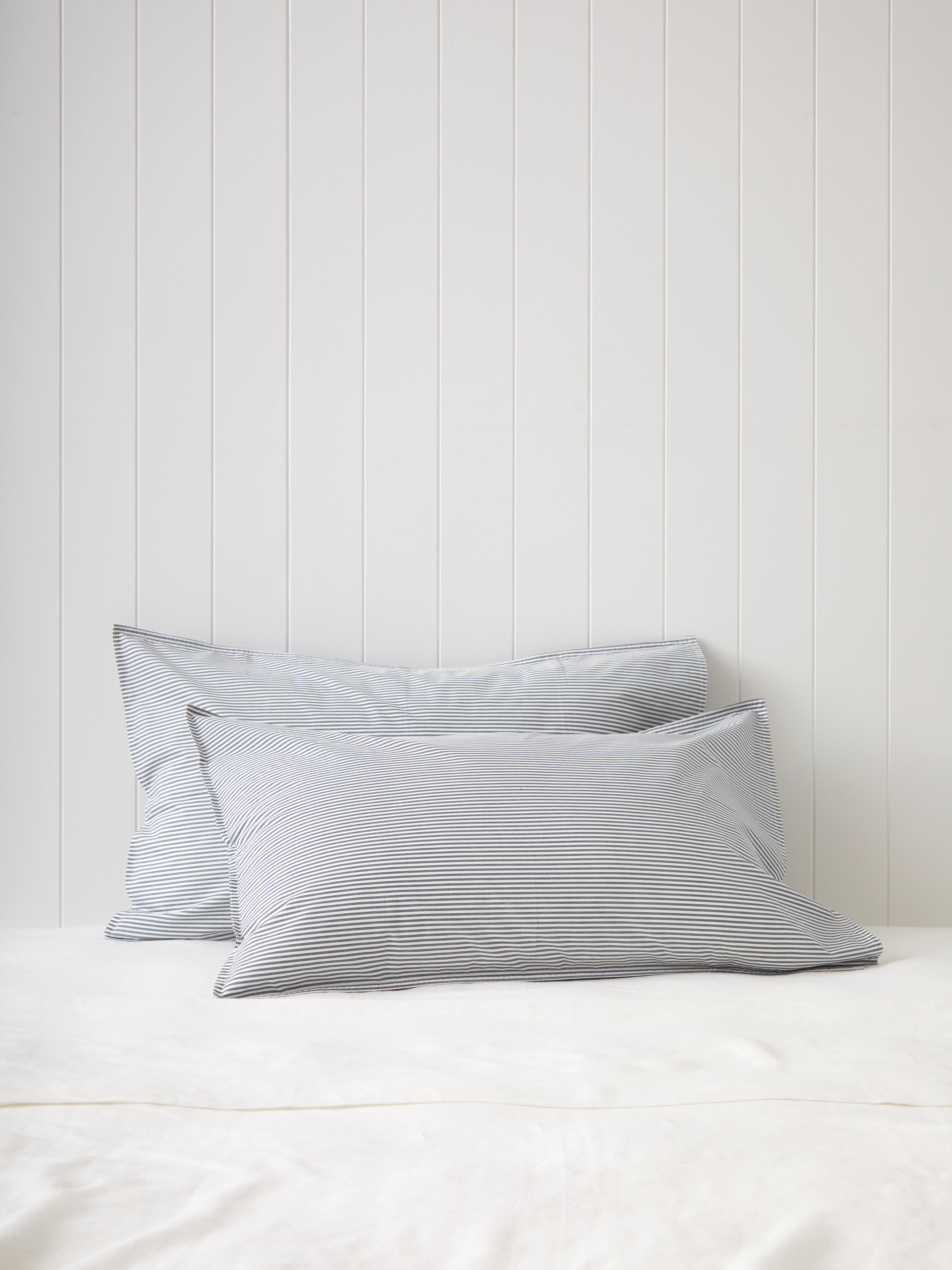 Purity Organic Cotton Standard Pillowcase Set | Charcoal Stripe-1
