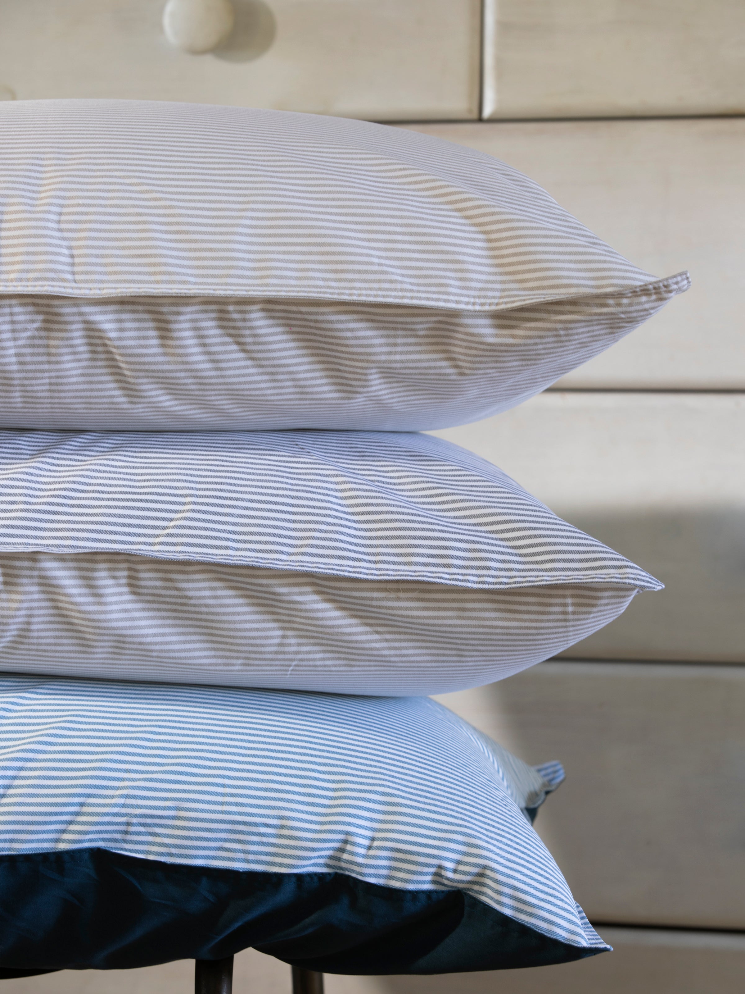 Purity Organic Cotton Standard Pillowcase Set | Charcoal Stripe-3
