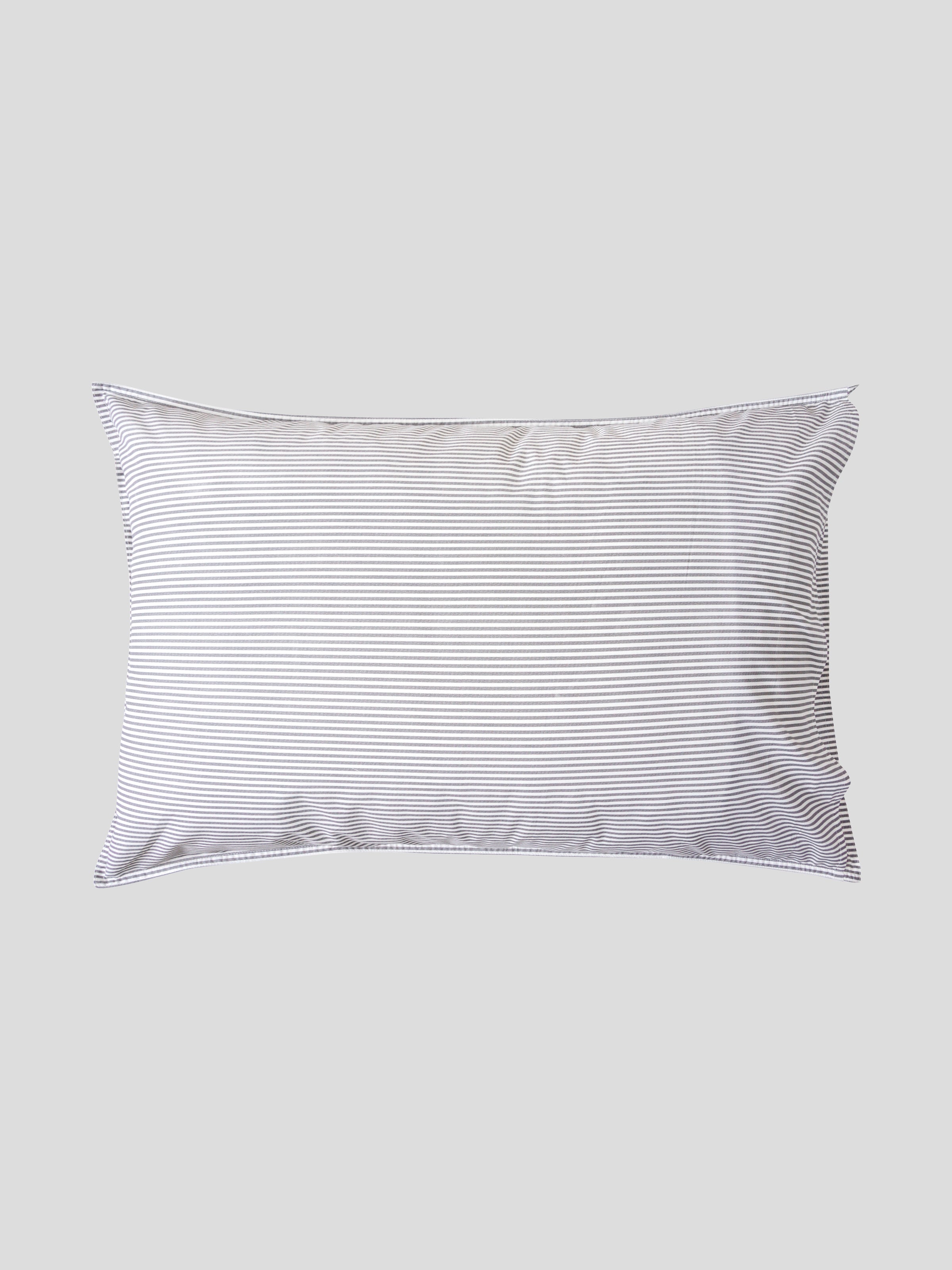 Purity Organic Cotton Standard Pillowcase Set | Charcoal Stripe-4