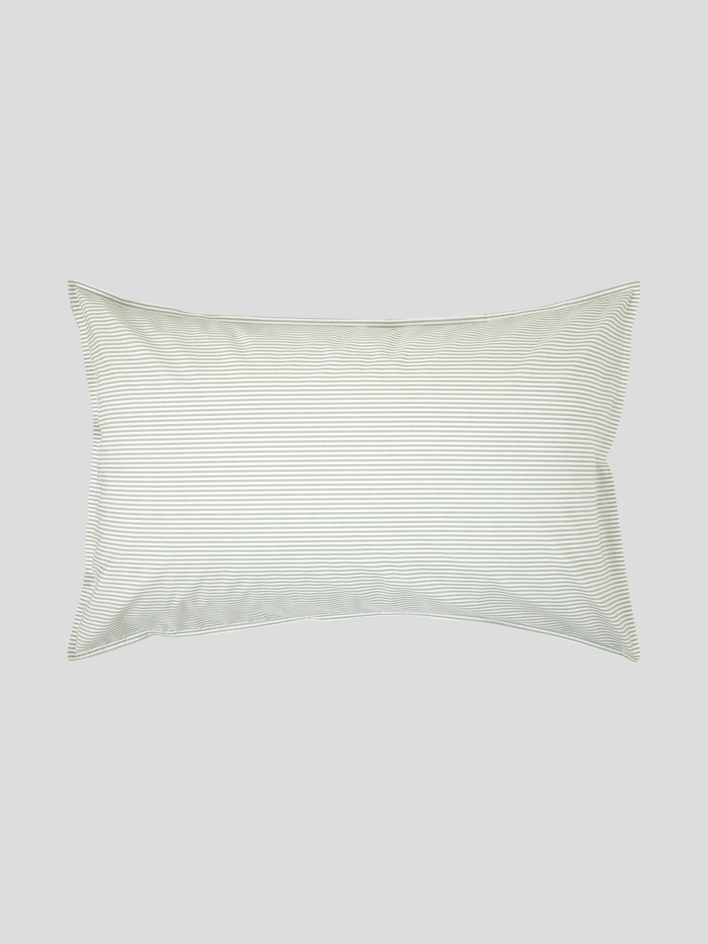 Purity Organic Cotton Standard Pillowcase Set | Green Stripe-1