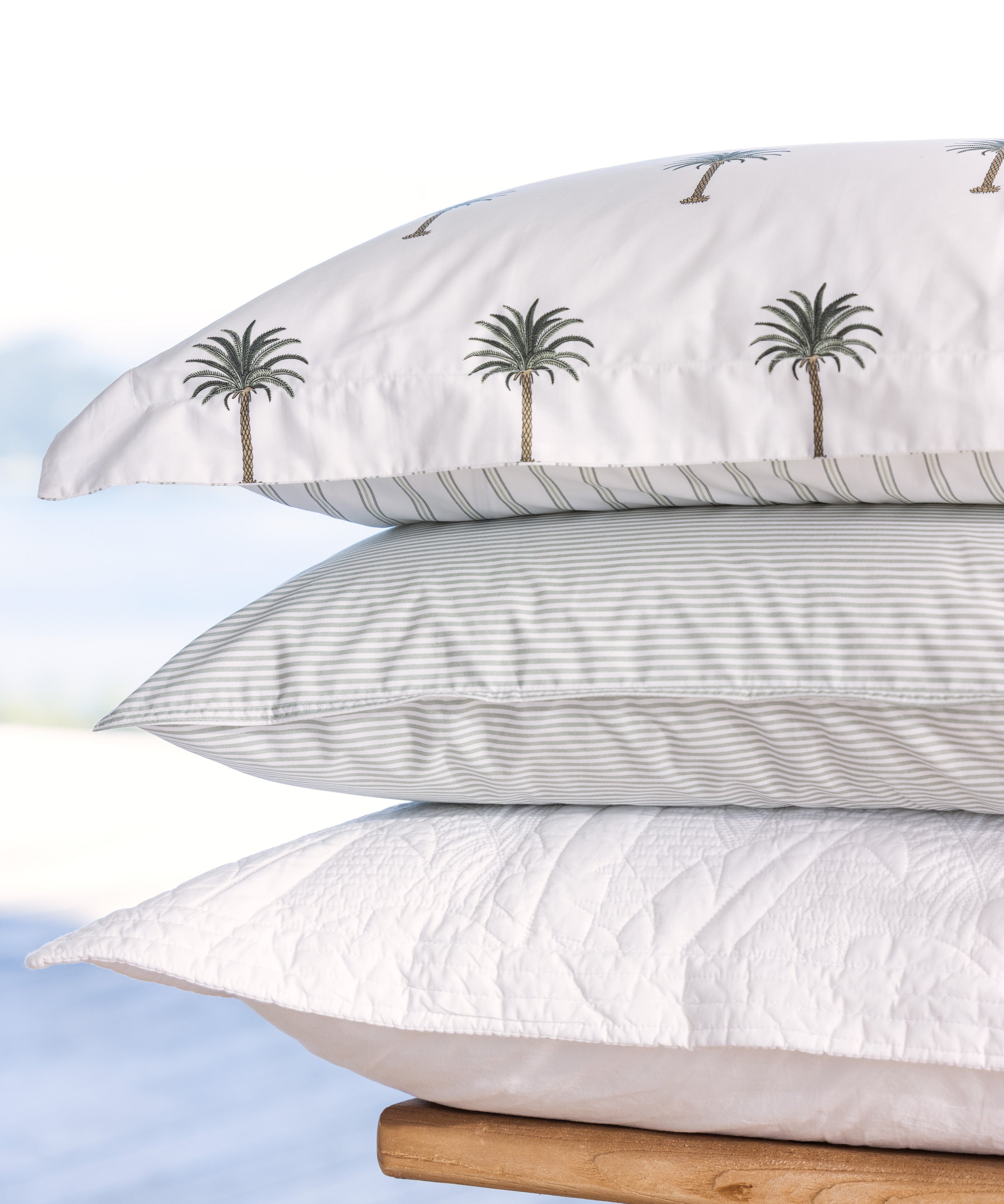 Purity Organic Cotton Standard Pillowcase Set | Green Stripe-2