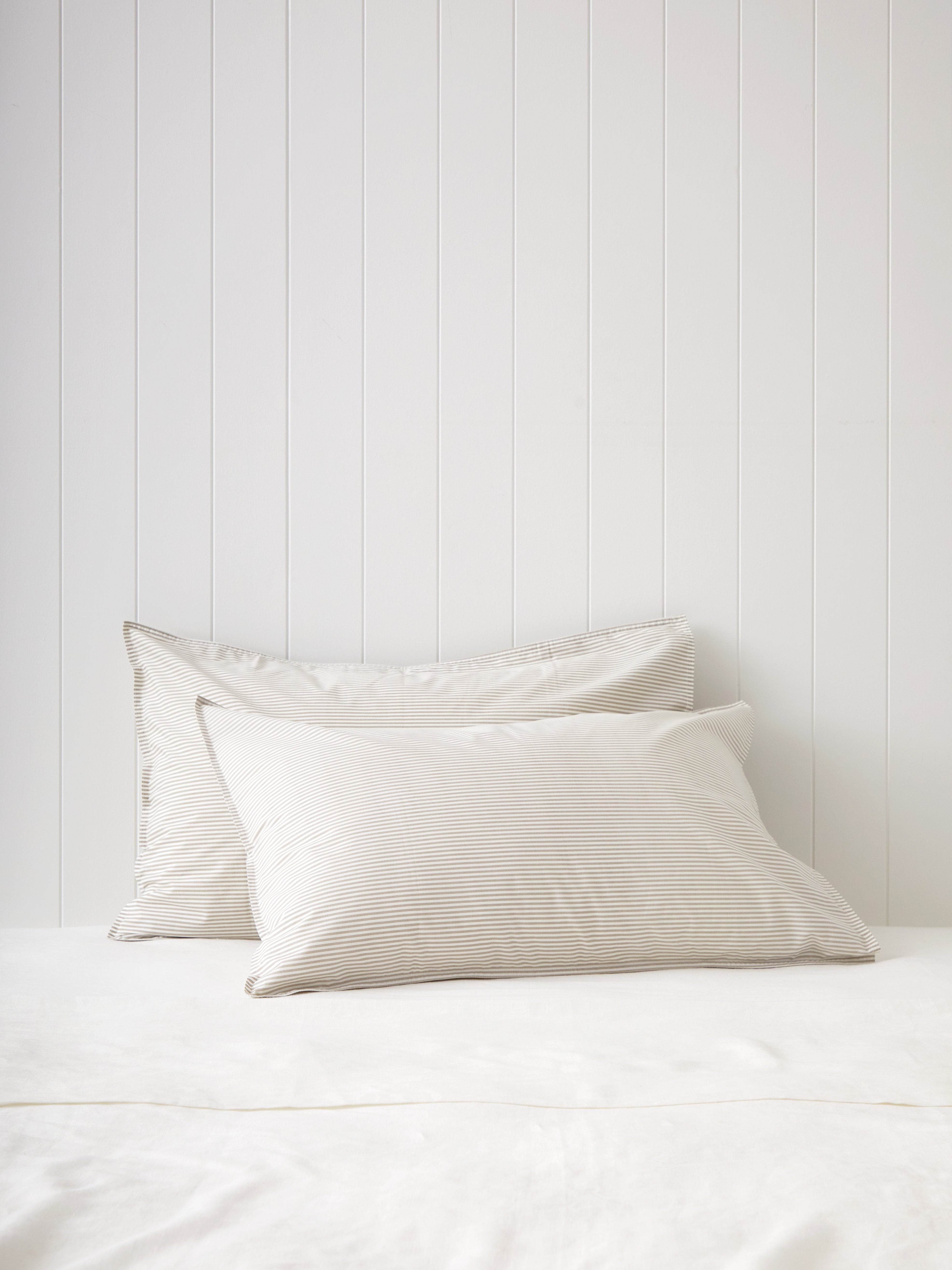 Purity Organic Cotton Standard Pillowcase Set | Natural Stripe-1