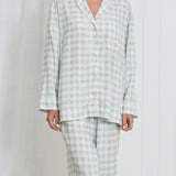 Quinn Long Sleeve PJ Shirt | Green Gingham-1