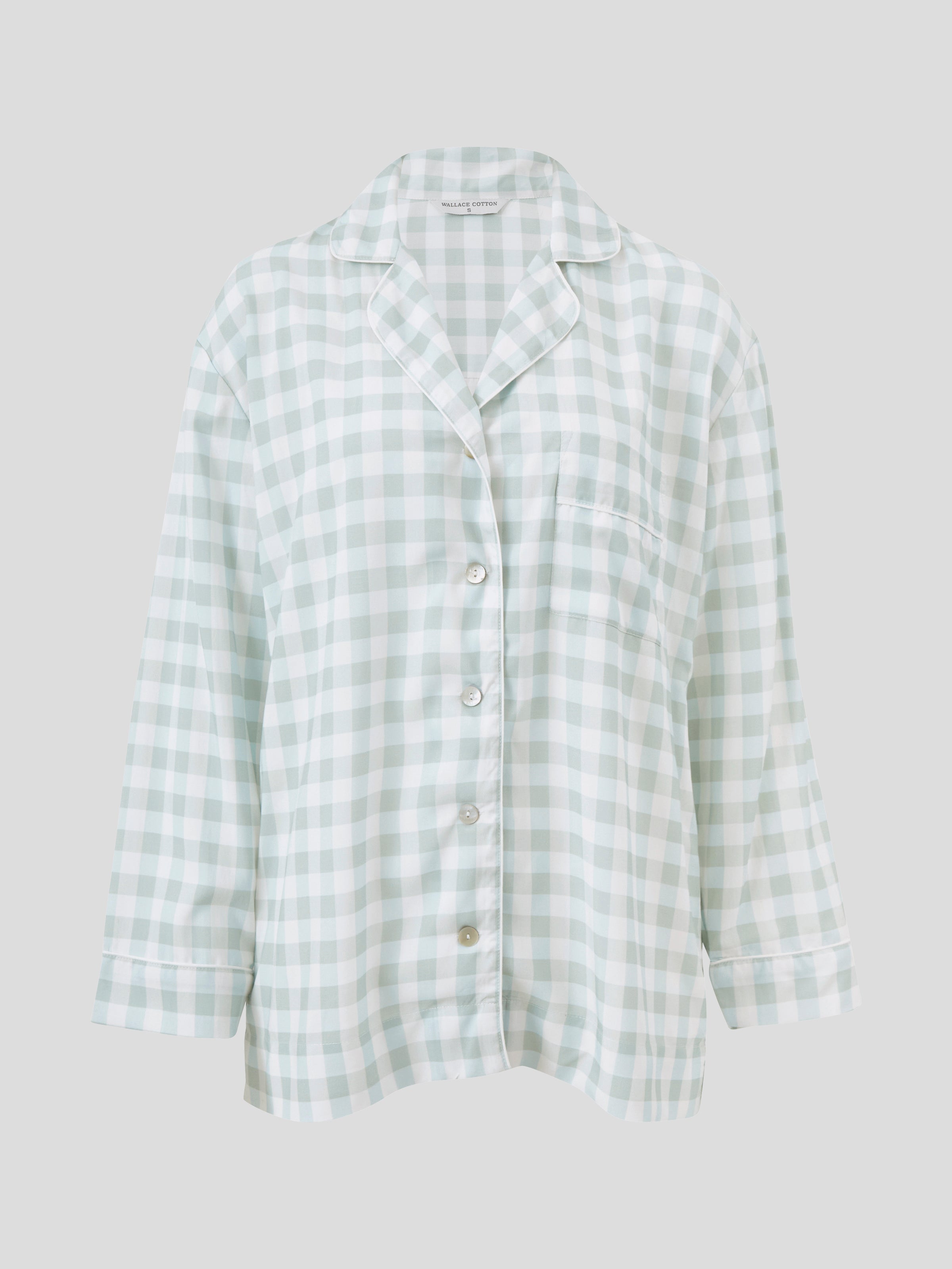 Quinn Long Sleeve PJ Shirt | Green Gingham-2