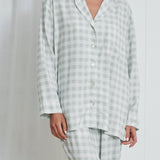 Quinn Long Sleeve PJ Shirt | Green Gingham-3