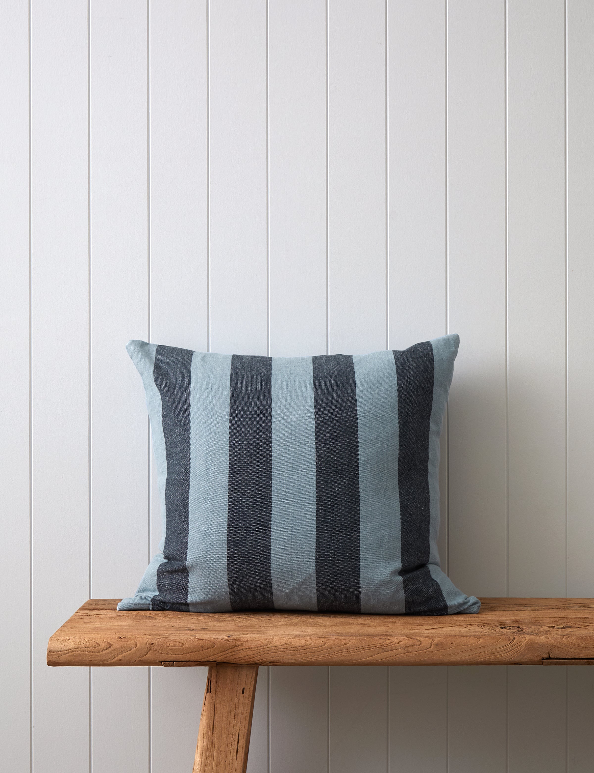 Raya Large Square Cushion Cover | Blue Stripe-1