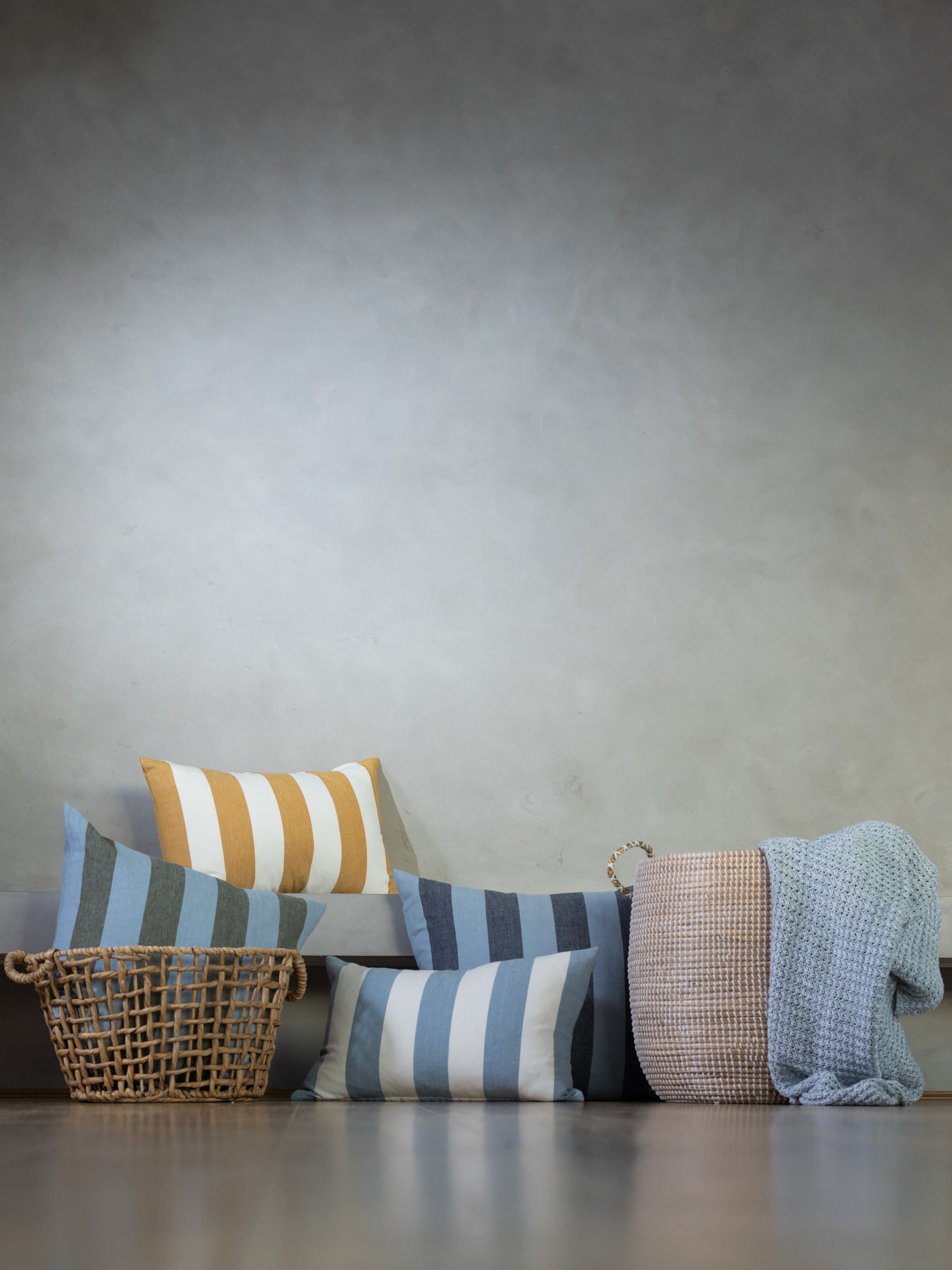 Raya Rectangle Cushion Cover | Blue Stripe-2