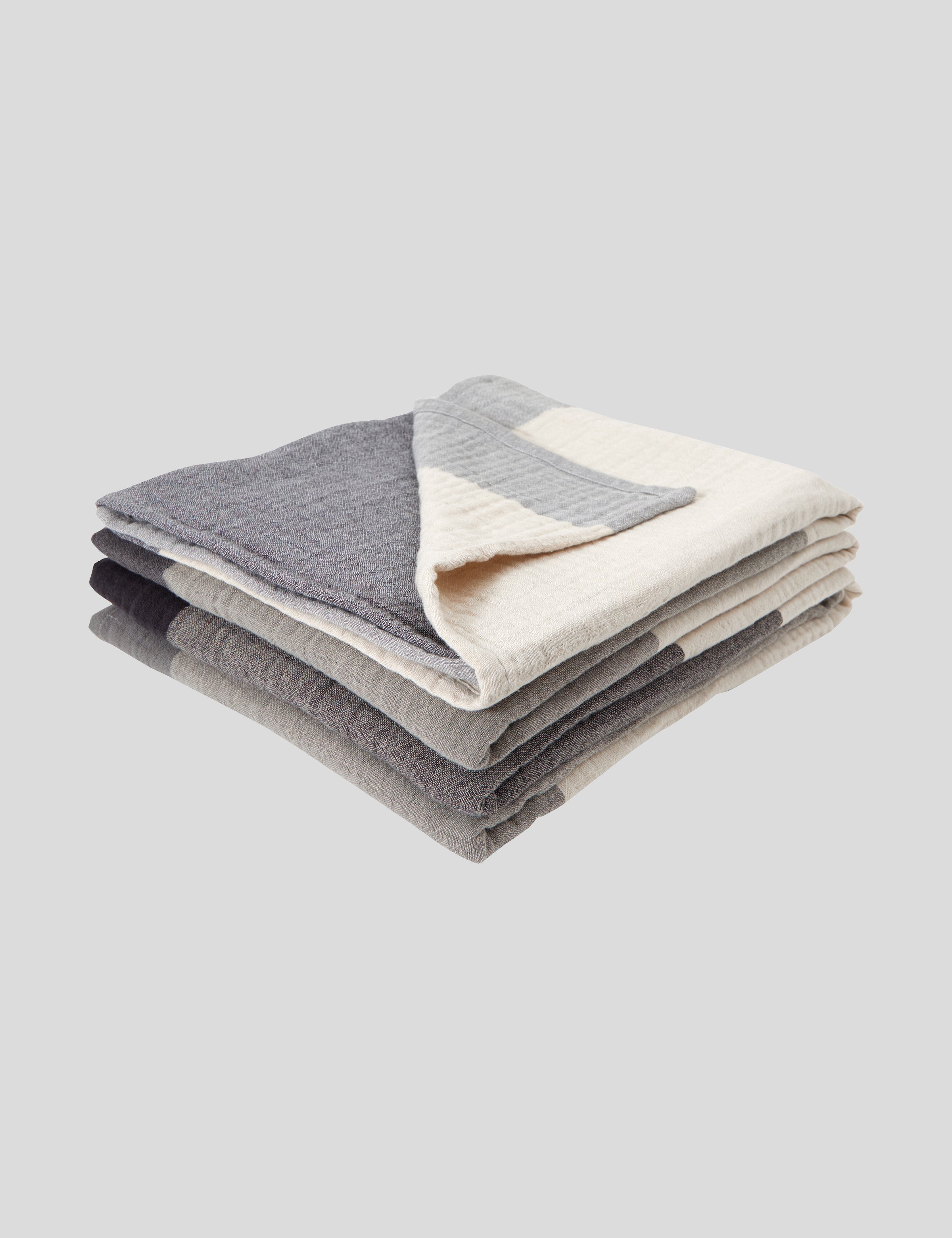 Reed Muslin Throw | Charcoal Check-1