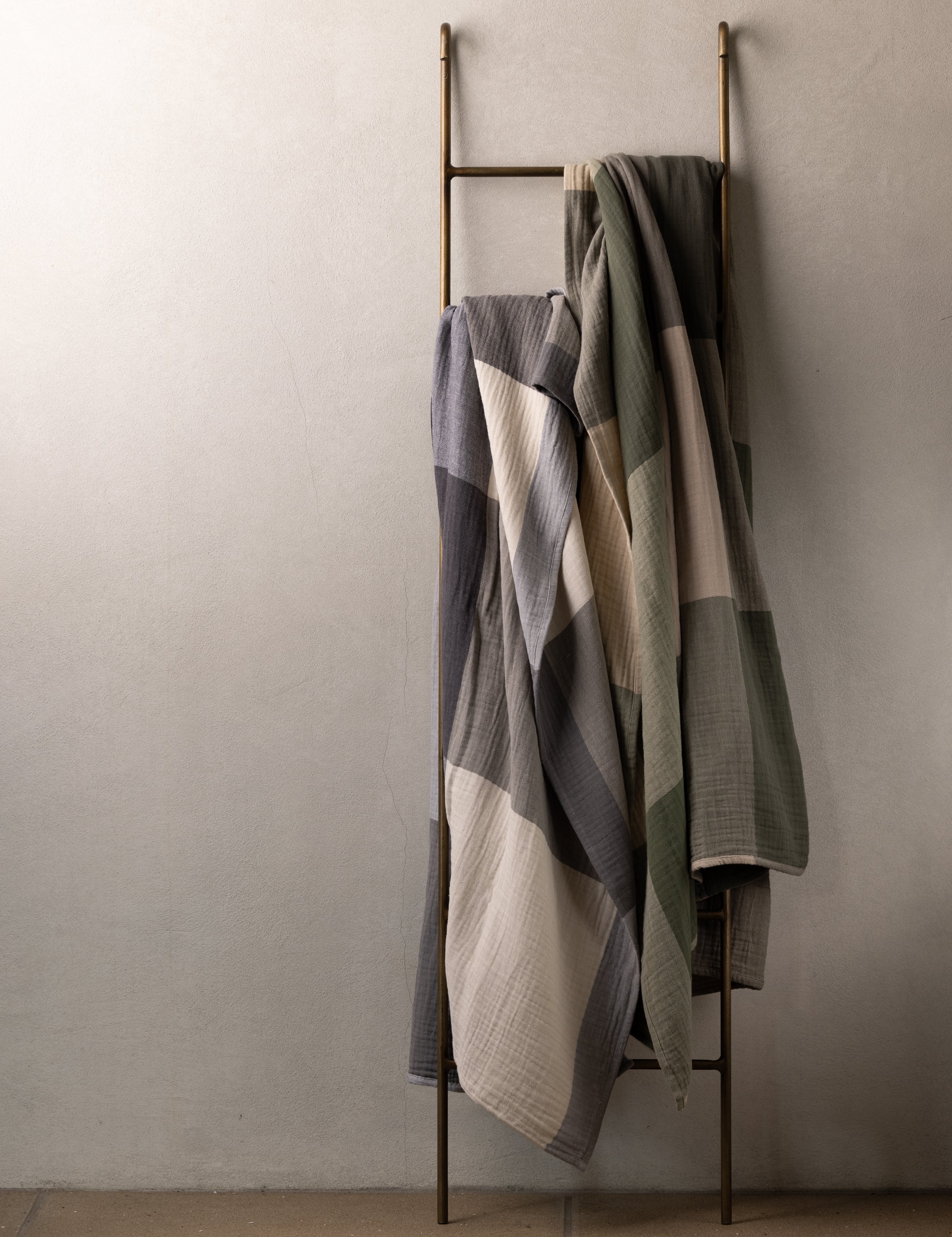 Reed Muslin Throw | Charcoal Check-2