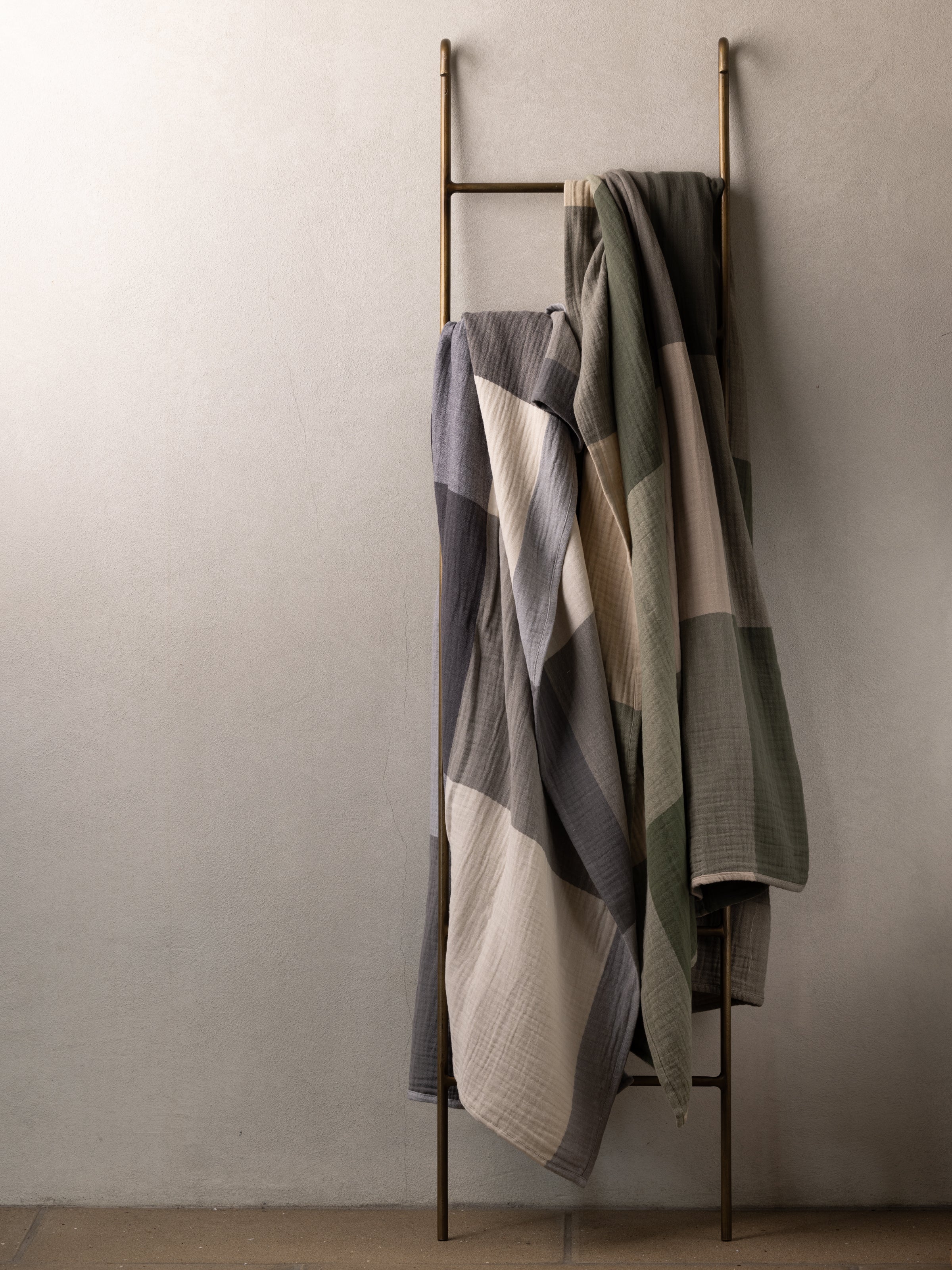 Reed Muslin Throw | Charcoal Check-2