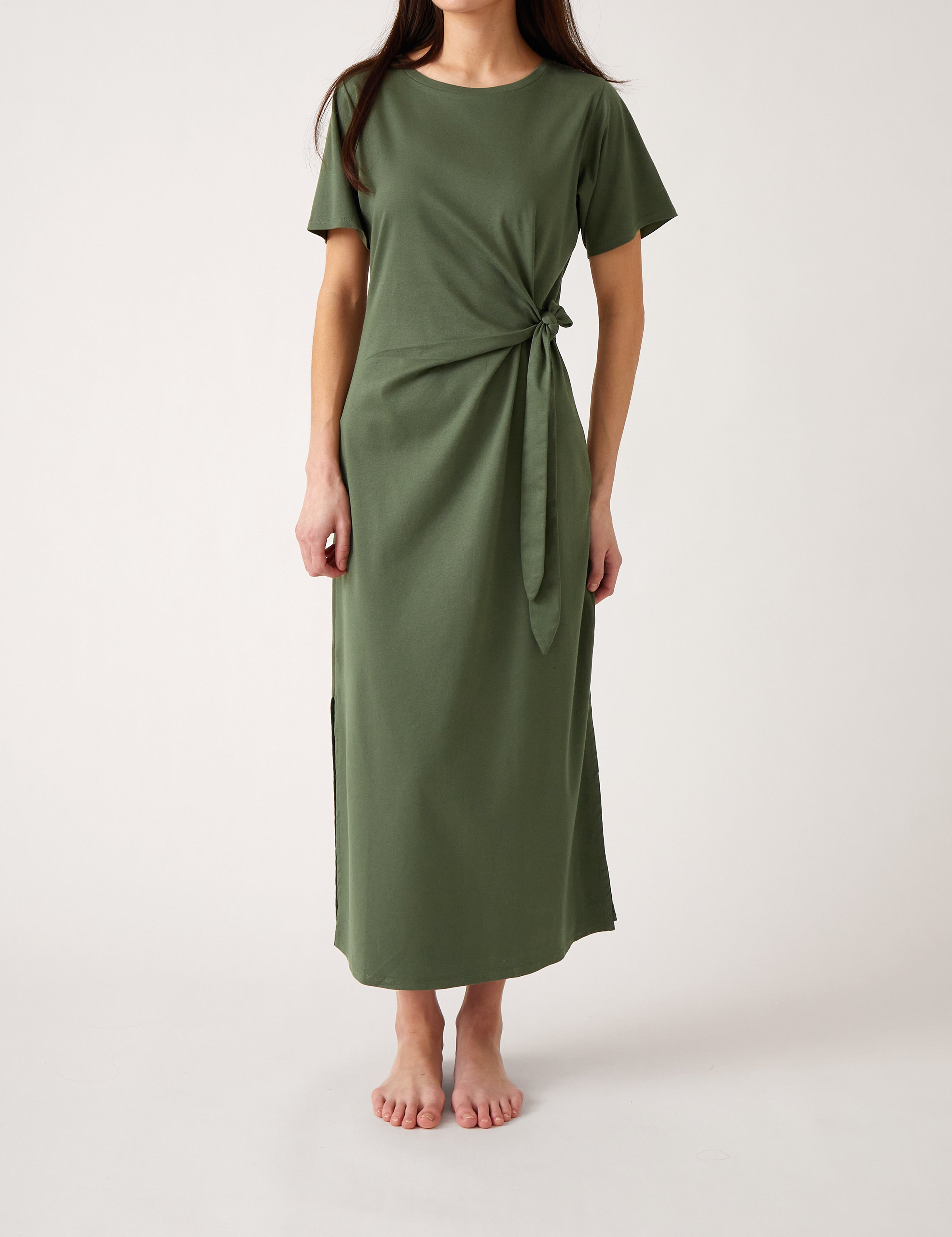 Reese Knit Tie Dress | Green-1
