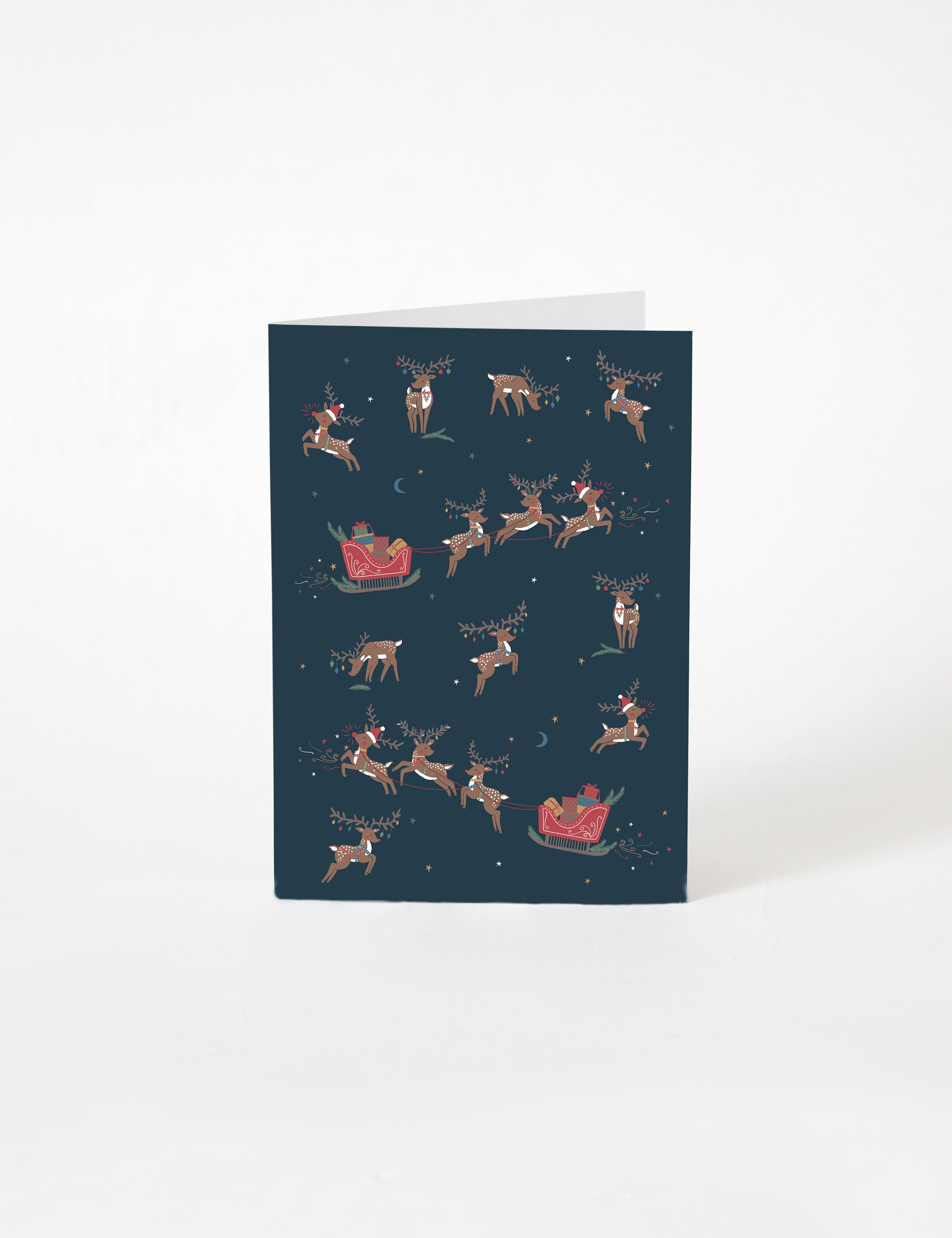 Reindeer Magic Greeting Card | Navy-1