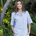 Rhodes Poplin Shirt | Blue Stripe-3