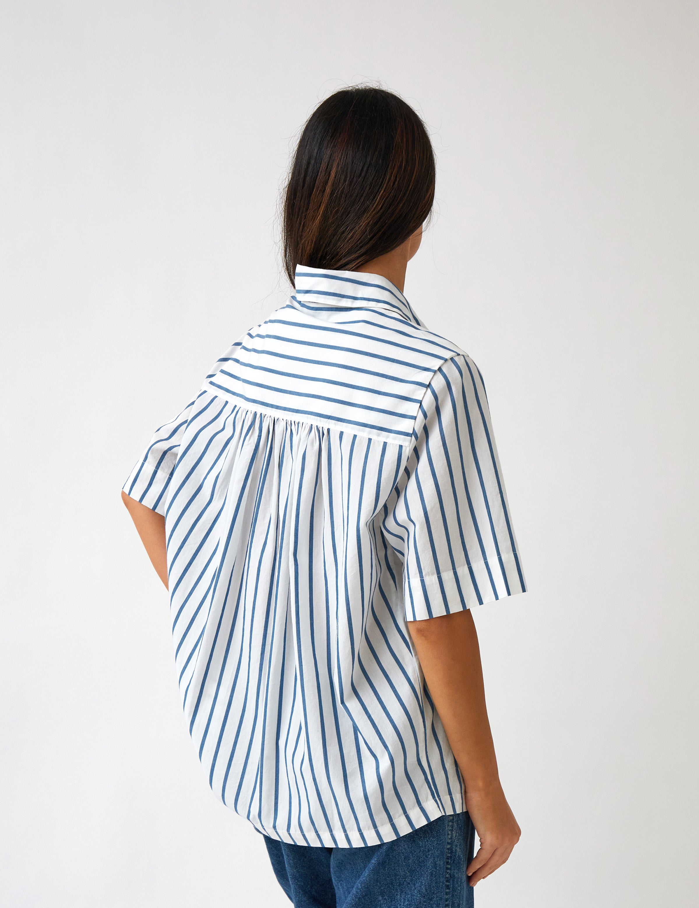 Rhodes Poplin Shirt | Blue Stripe-4