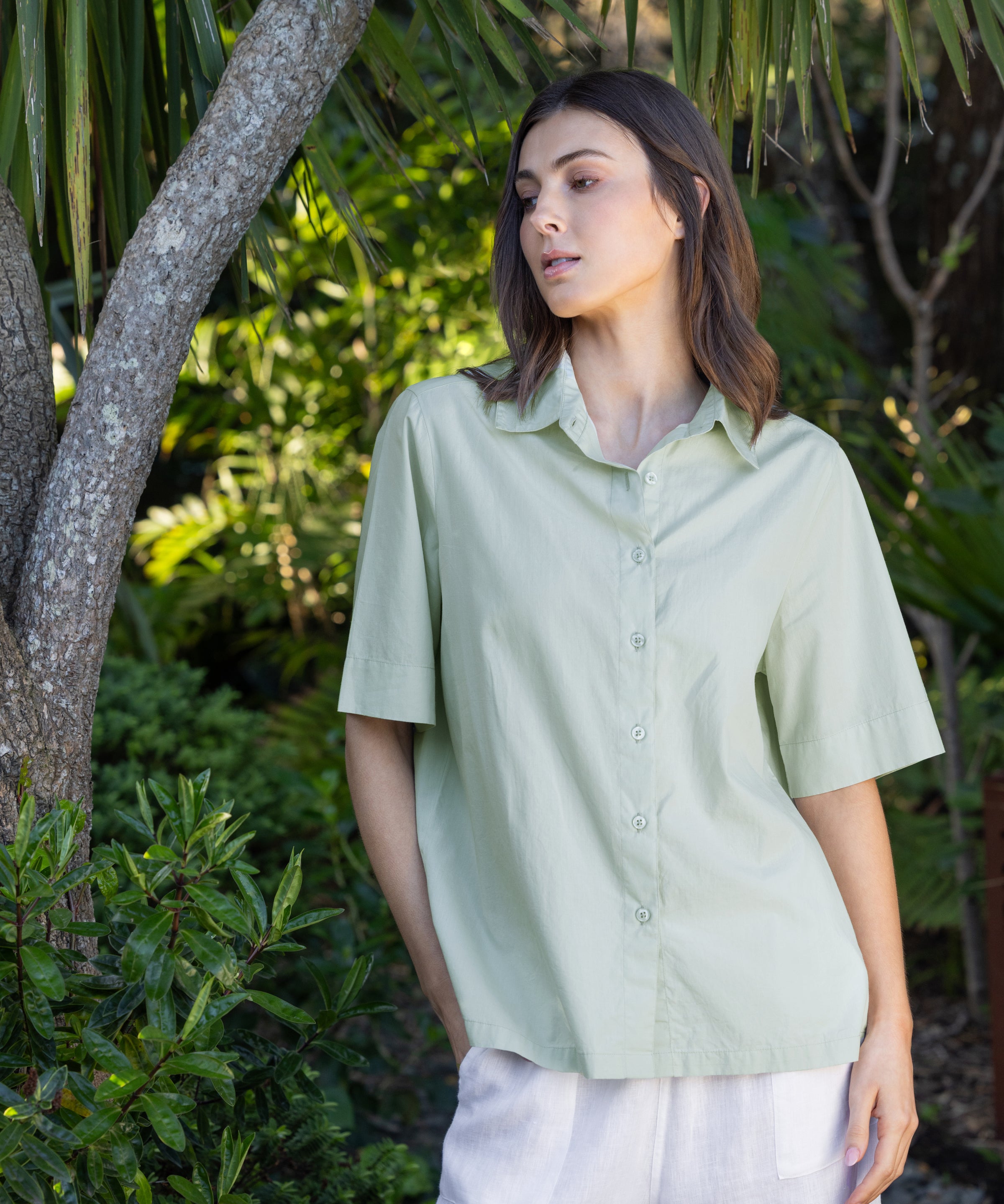 Rhodes Poplin Shirt | Green-3