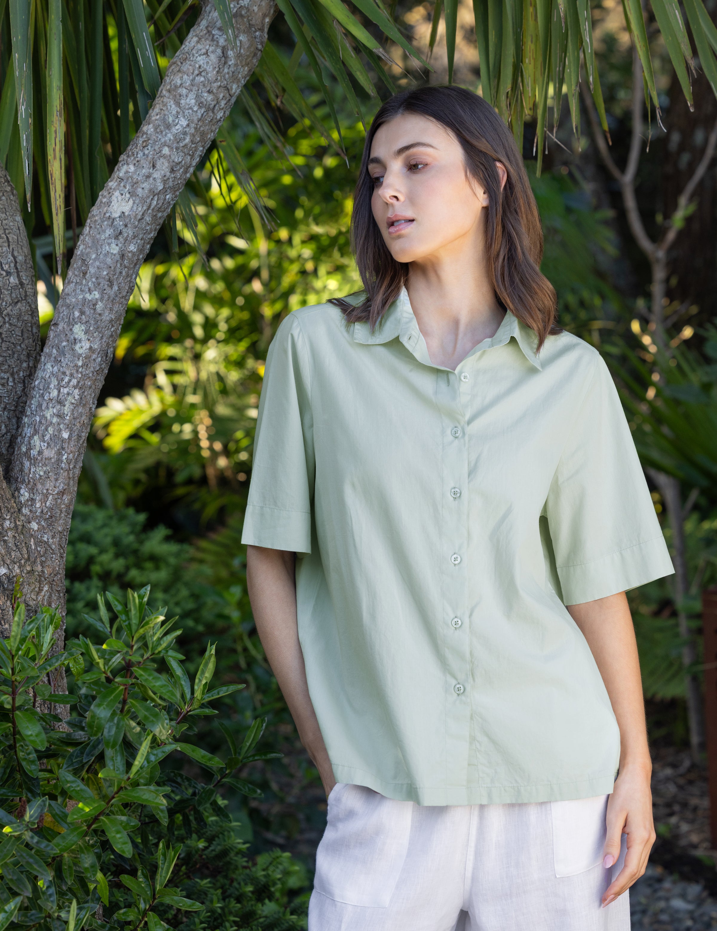 Rhodes Poplin Shirt | Green-3