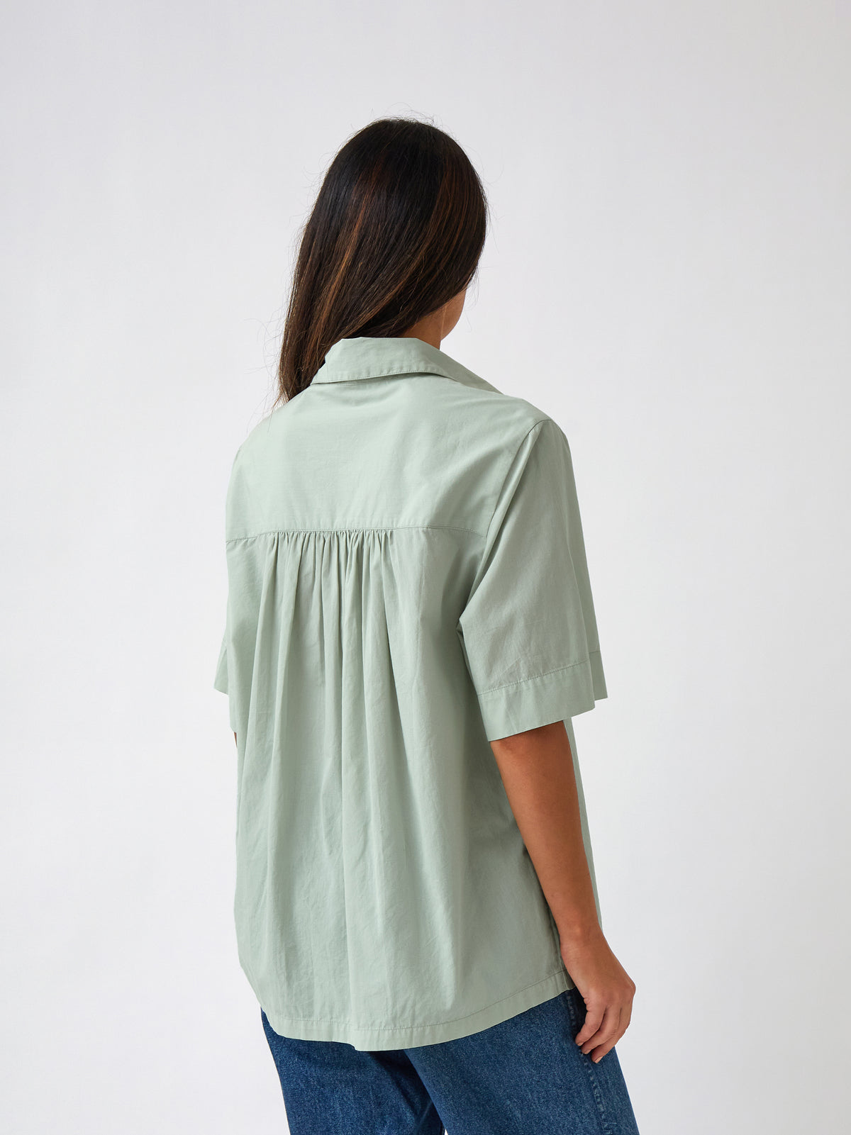 Rhodes Poplin Shirt in Green | Wallace Cotton