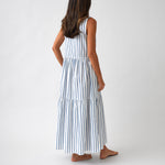 Rhodes Poplin Tier Dress | Blue Stripe-4