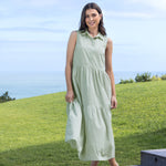 Rhodes Poplin Tier Dress | Green-3