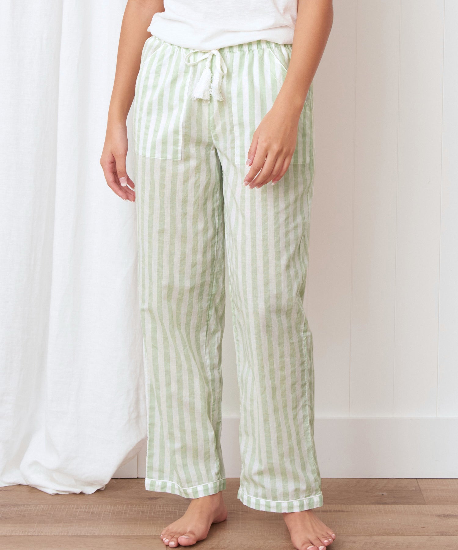 Riley PJ Pants | Green Stripe-1