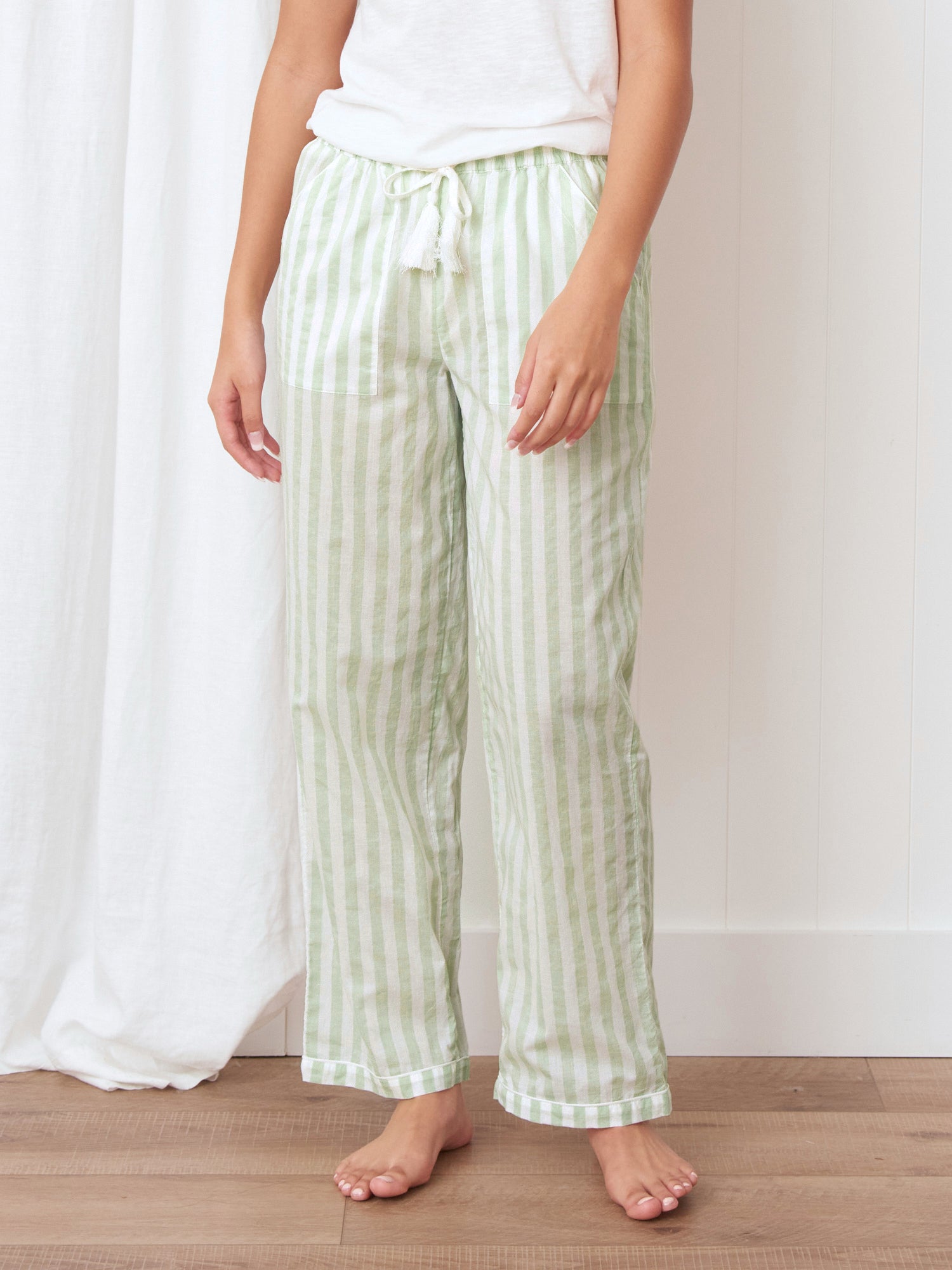 Riley PJ Pants | Green Stripe-1