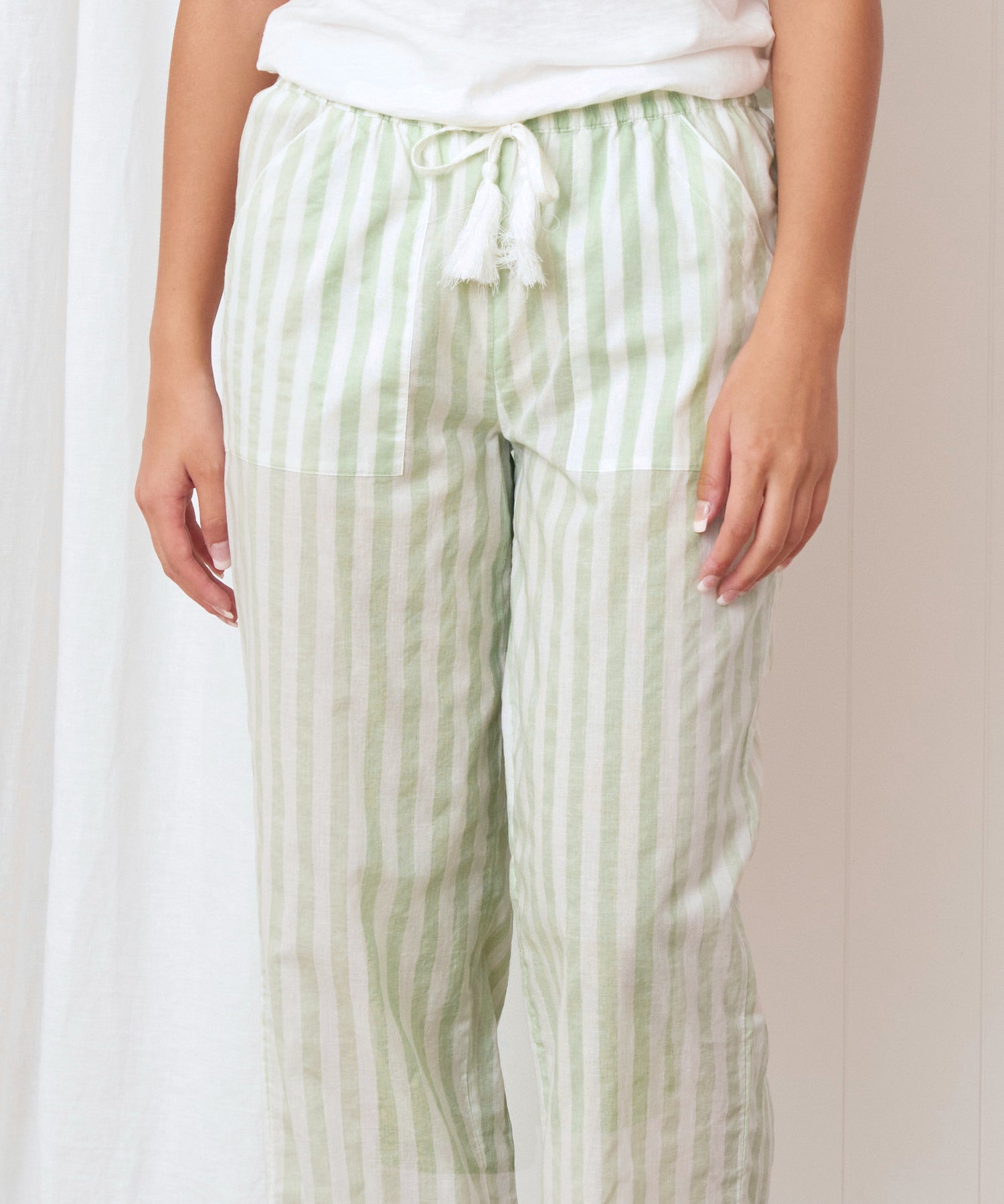 Riley PJ Pants | Green Stripe-3