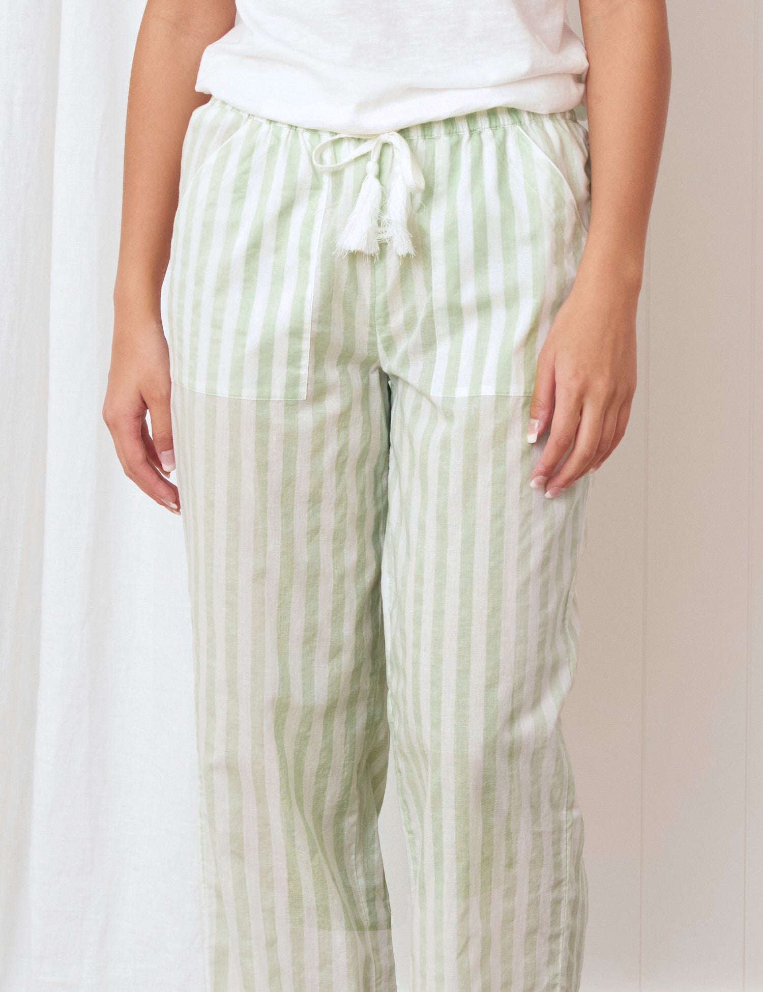 Riley PJ Pants | Green Stripe-3