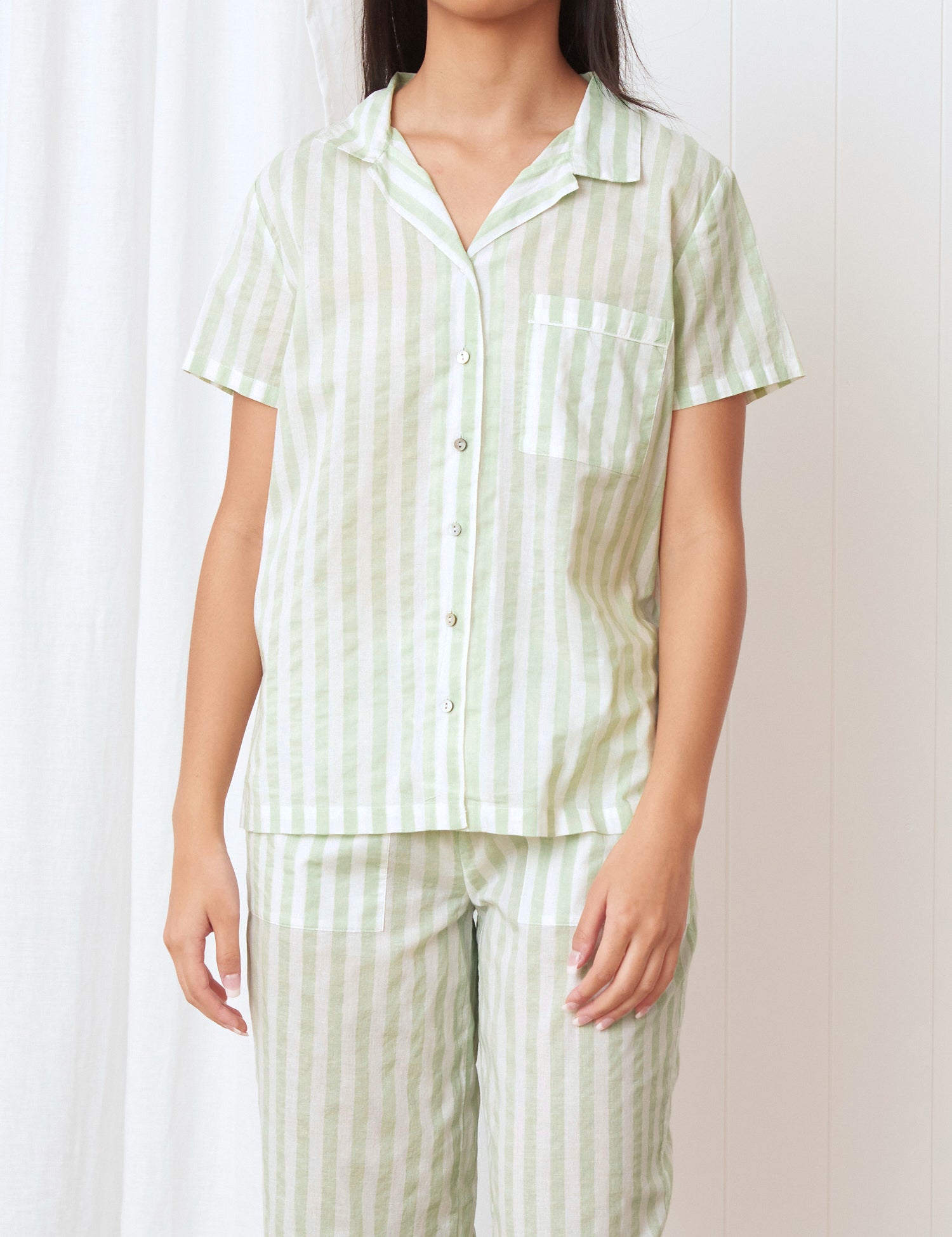 Riley PJ Shirt | Green Stripe-1