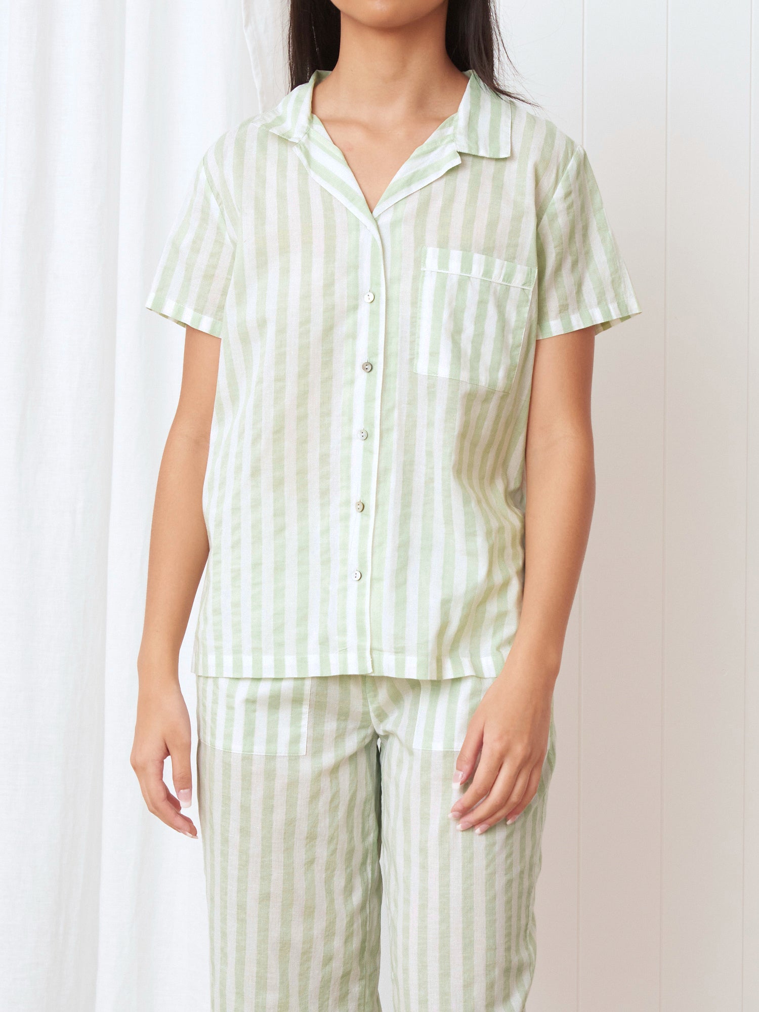 Riley PJ Shirt | Green Stripe-1