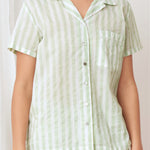 Riley PJ Shirt | Green Stripe-3