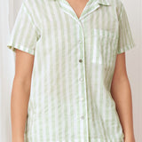 Riley PJ Shirt | Green Stripe-3