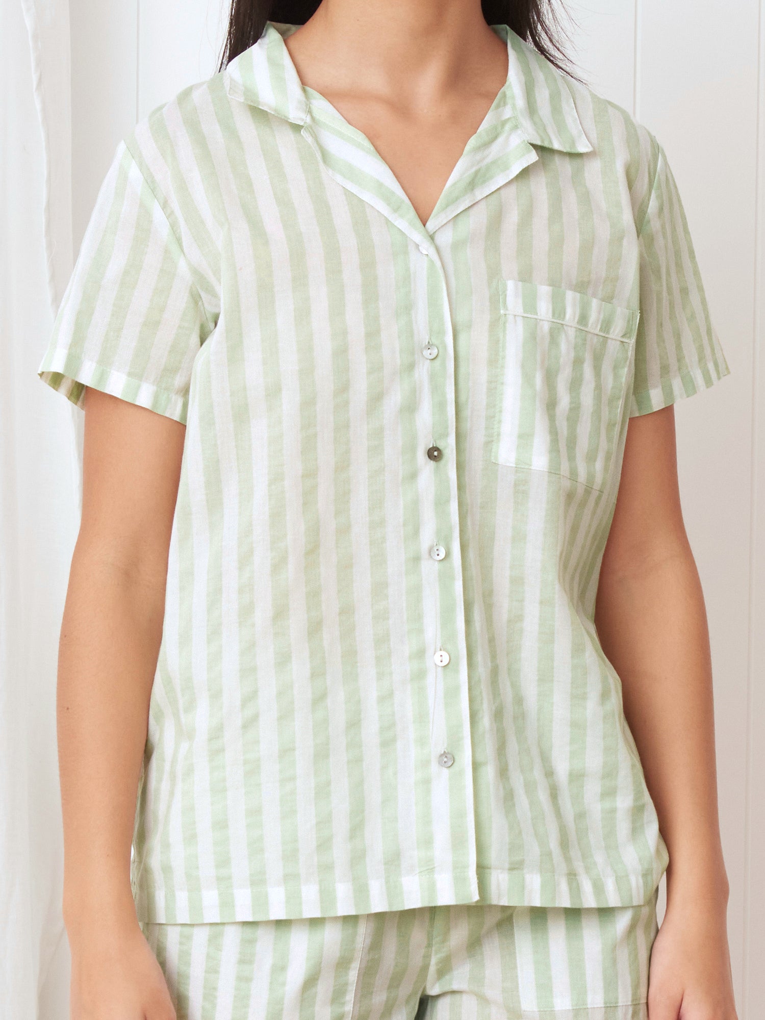 Riley PJ Shirt | Green Stripe-3