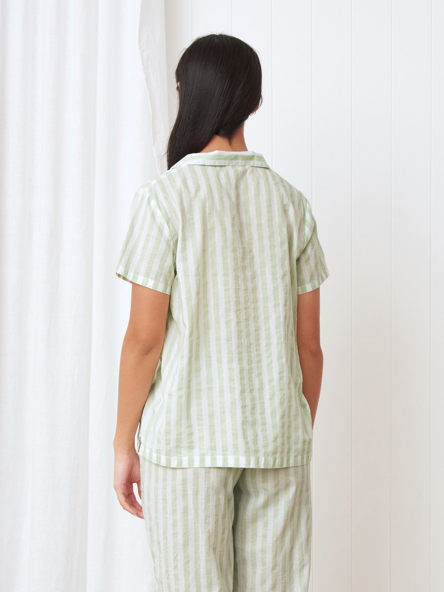 Riley PJ Shirt | Green Stripe-4