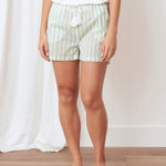 Riley Sleep Shorts | Green Stripe-1