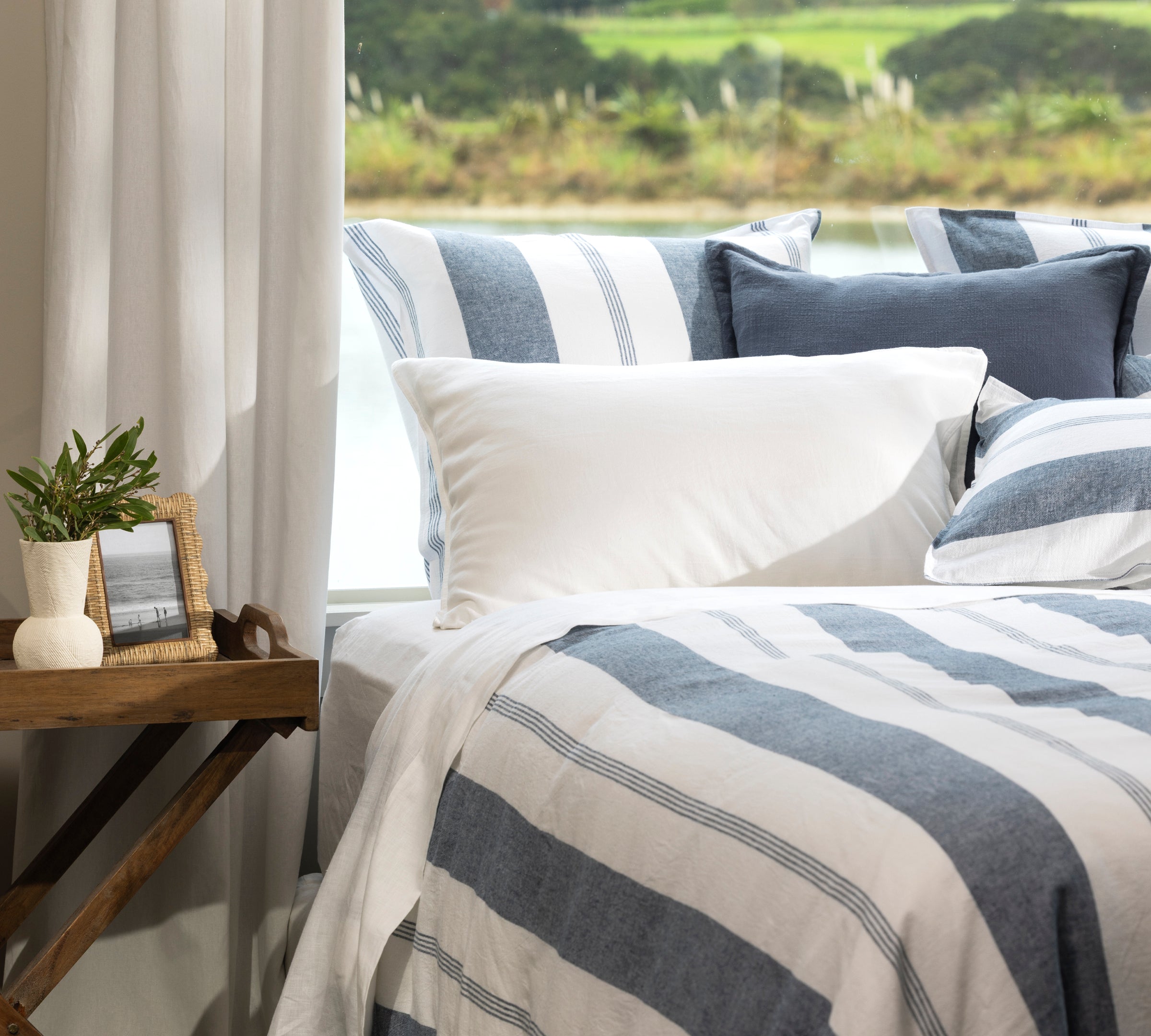 Riverton Duvet Cover Set | Blue Stripe-5
