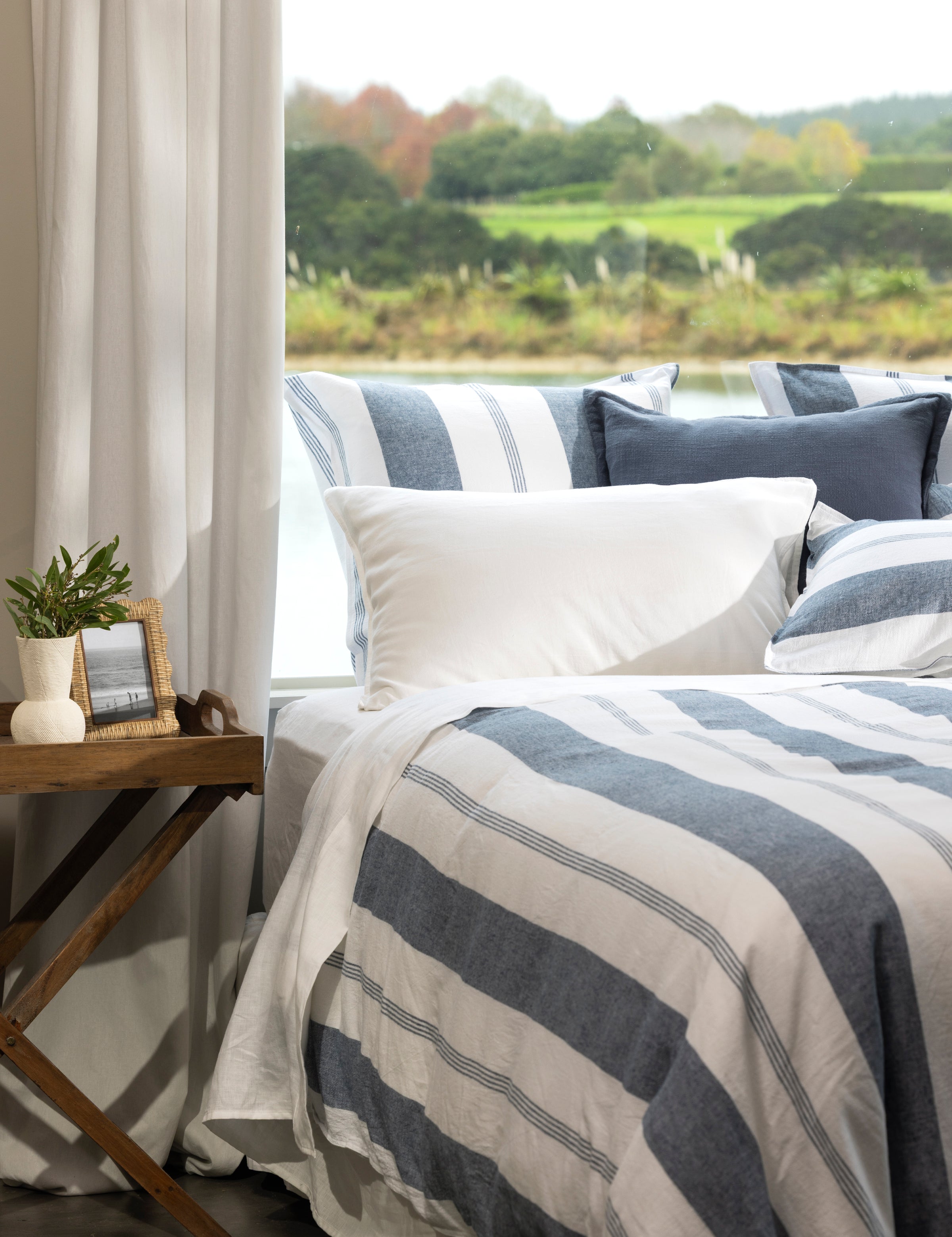 Riverton Duvet Cover Set | Blue Stripe-5