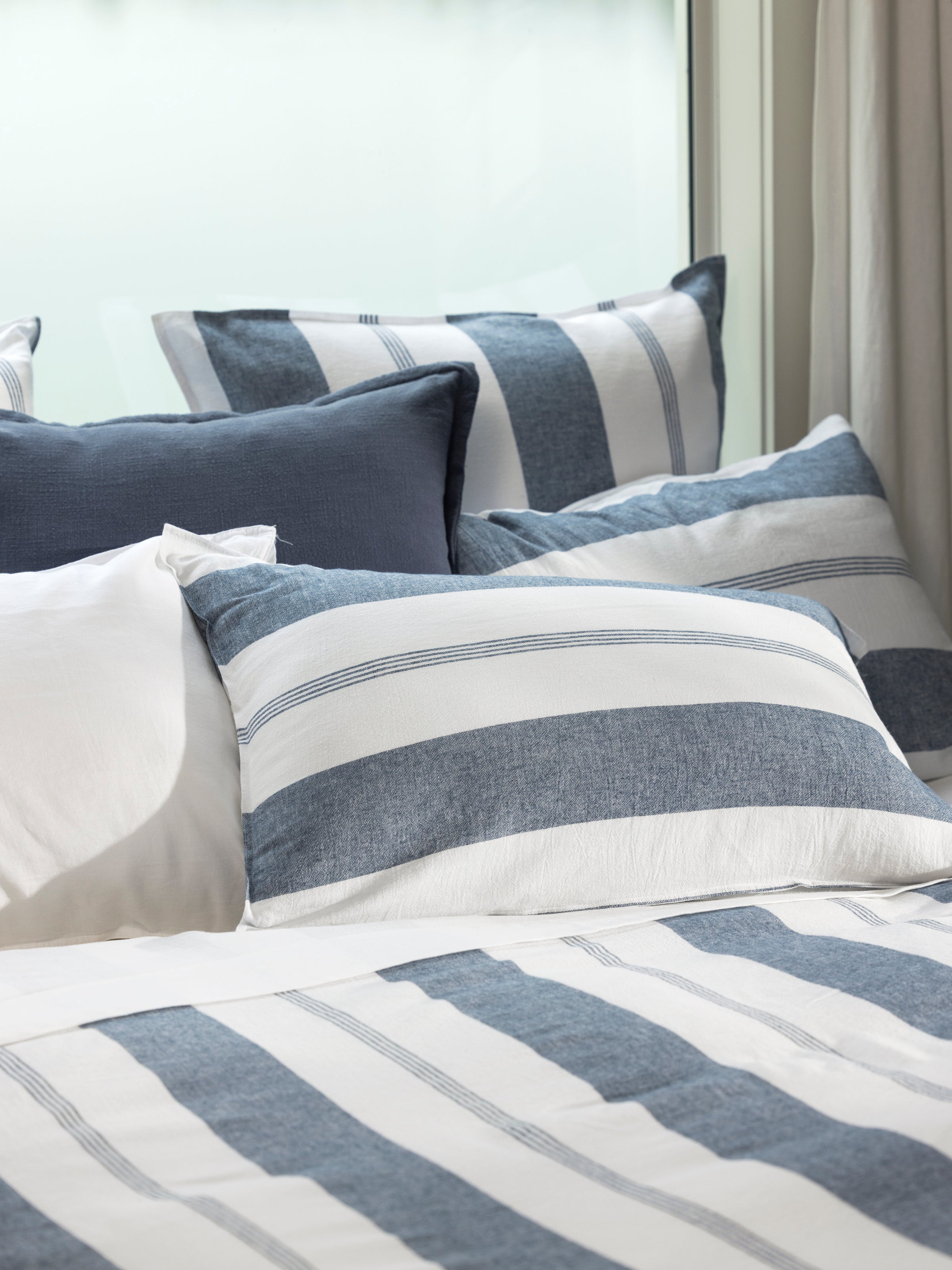 Riverton European Pillowcase | Blue Stripe-2